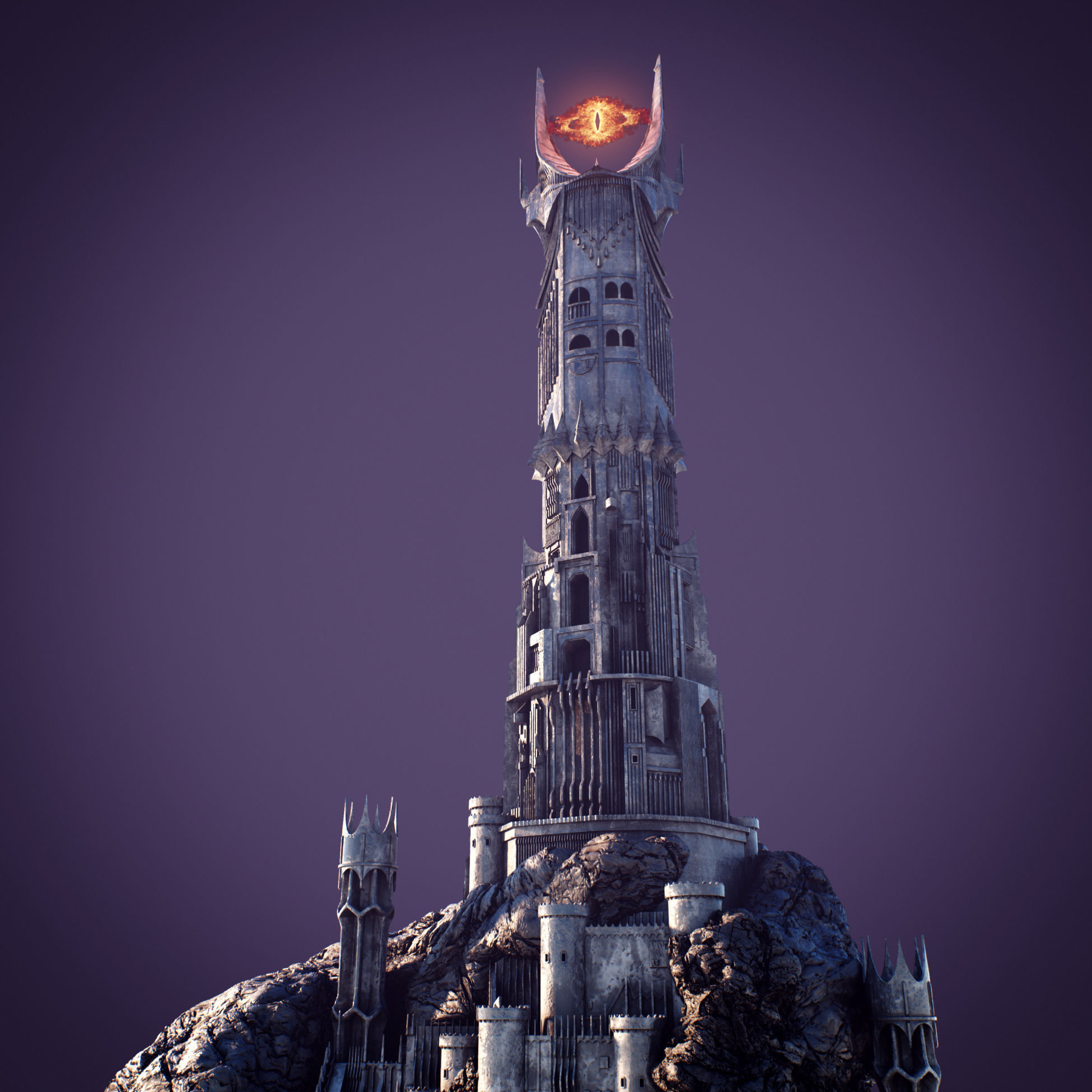 Barad-dur PBR lord of rings tower 3D model_3