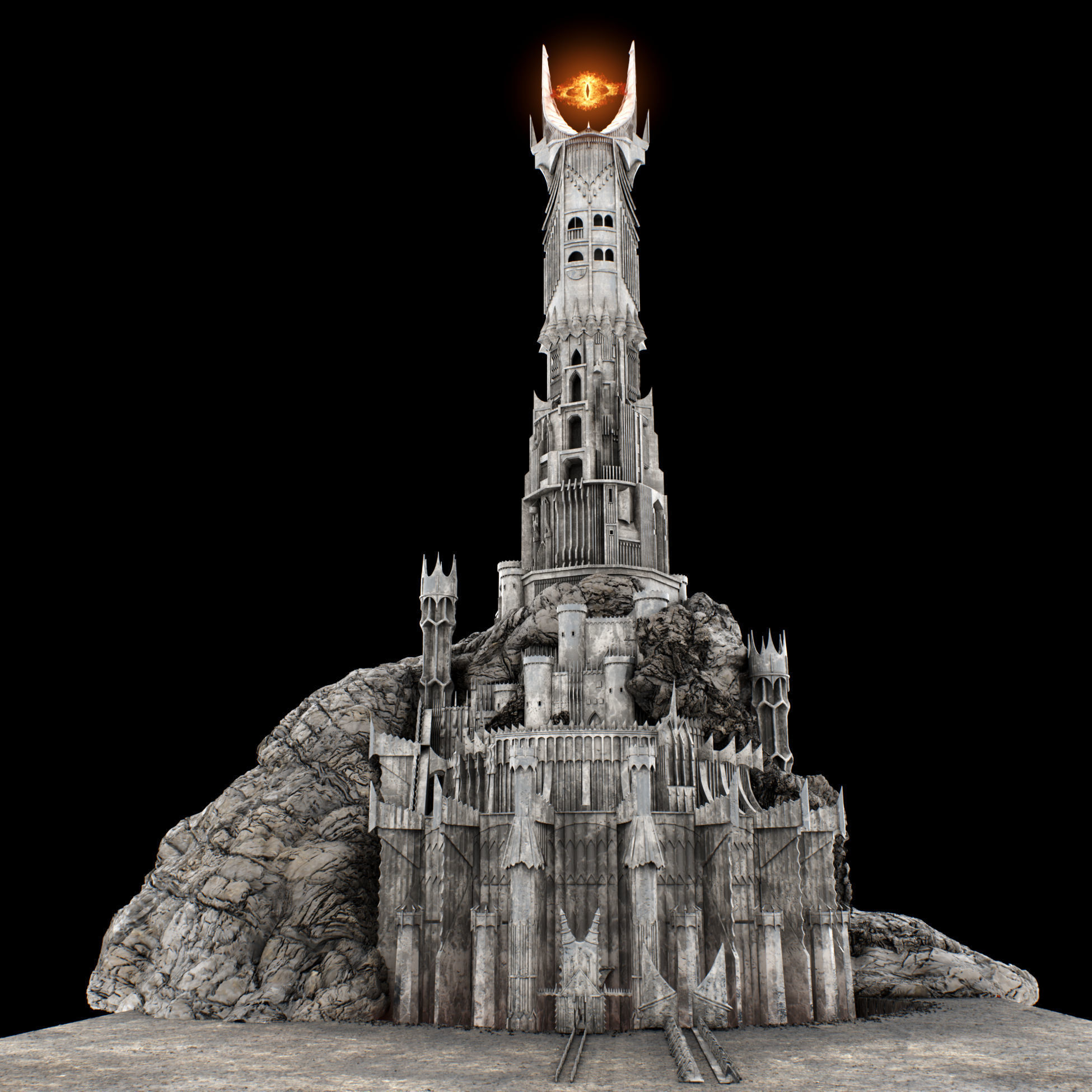 Barad-dur PBR lord of rings tower 3D model_10