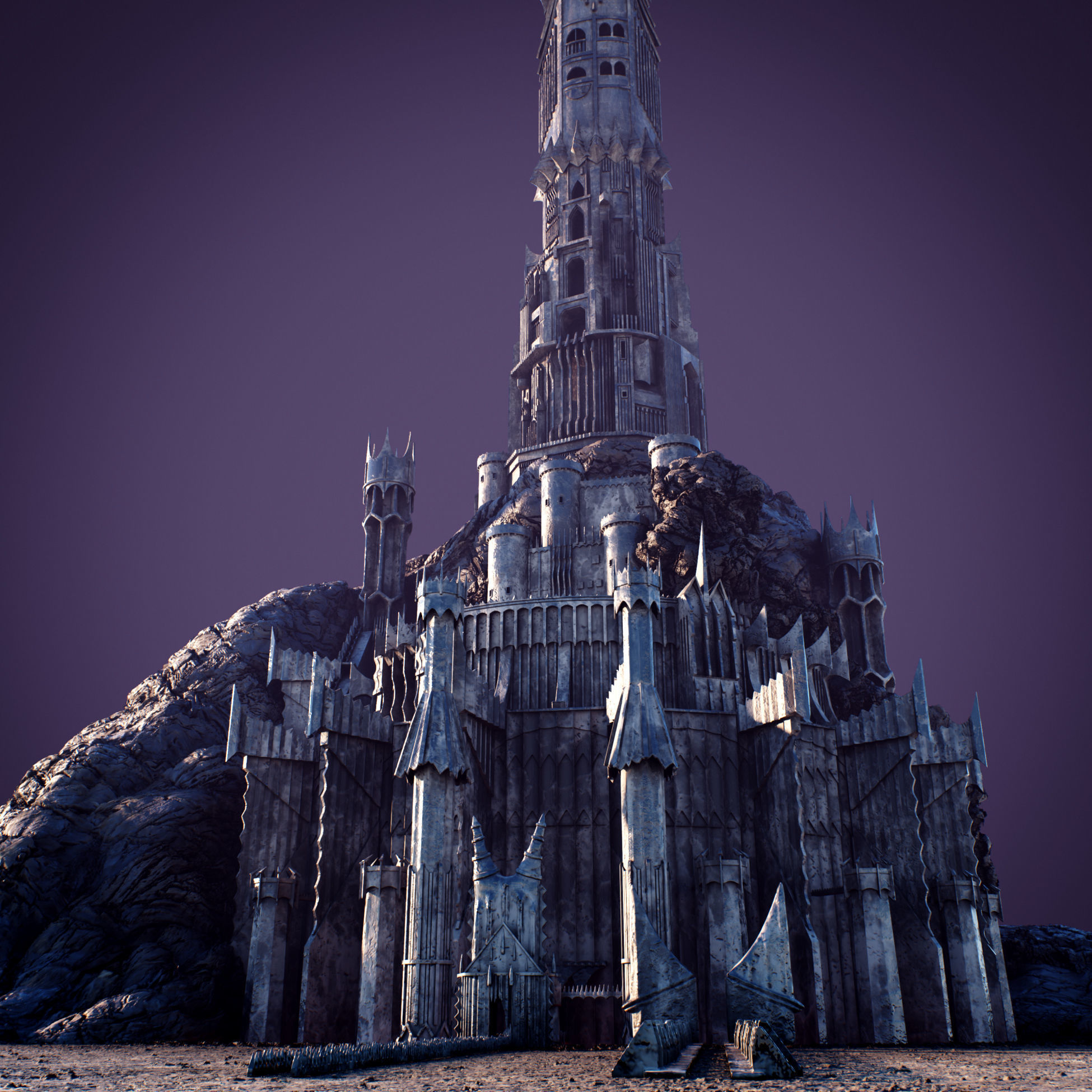 Barad-dur PBR lord of rings tower 3D model_2