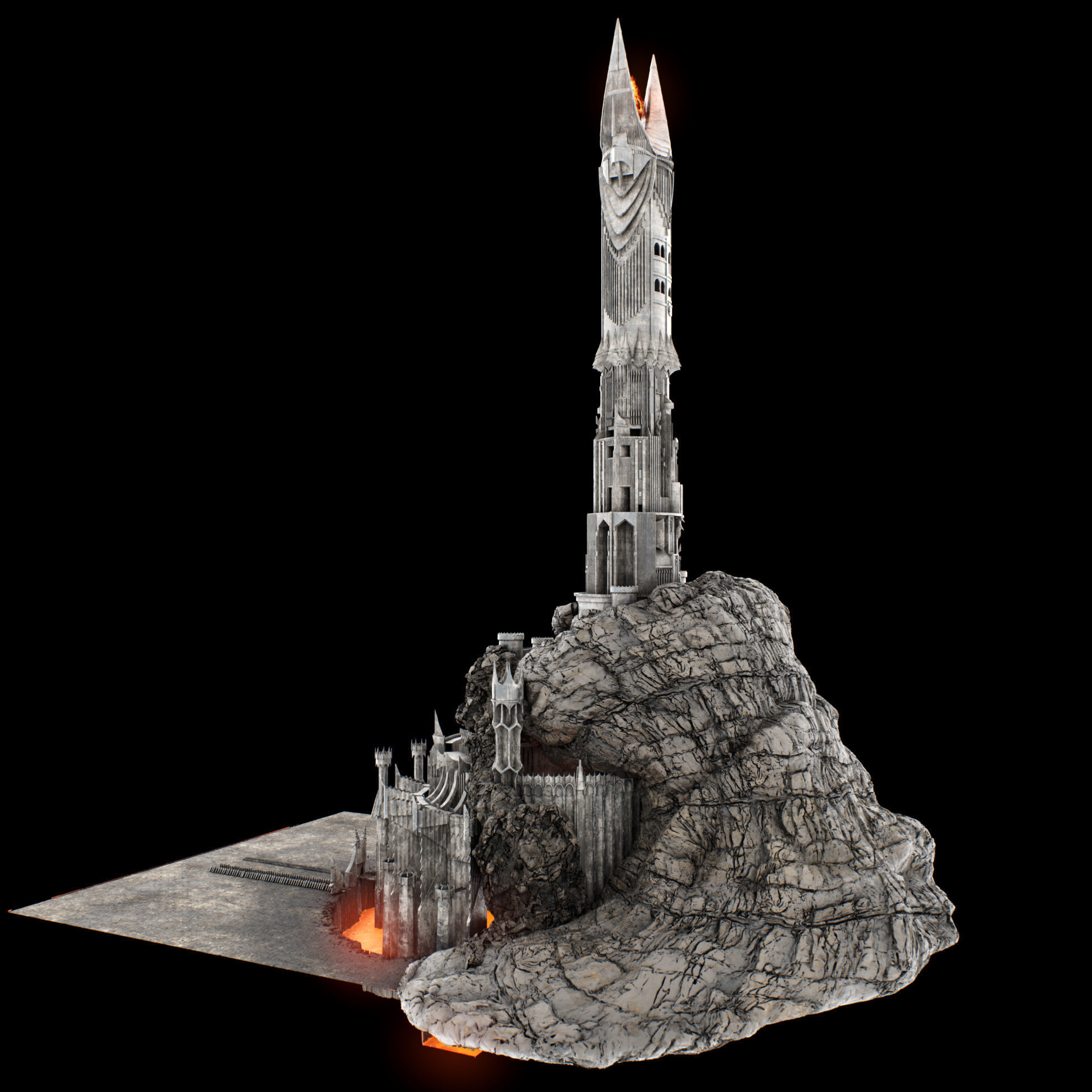 Barad-dur PBR lord of rings tower 3D model_14