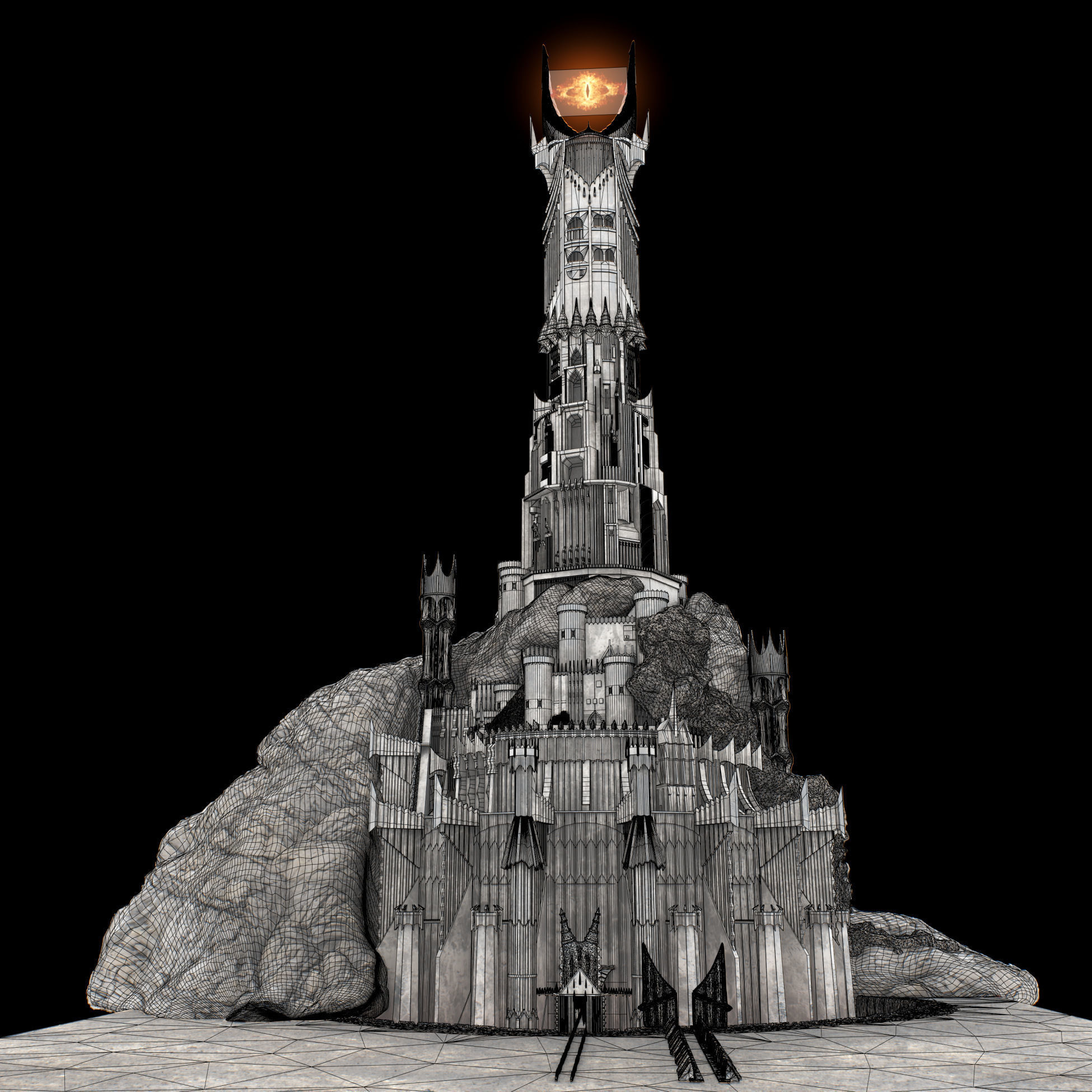 Barad-dur PBR lord of rings tower 3D model_19