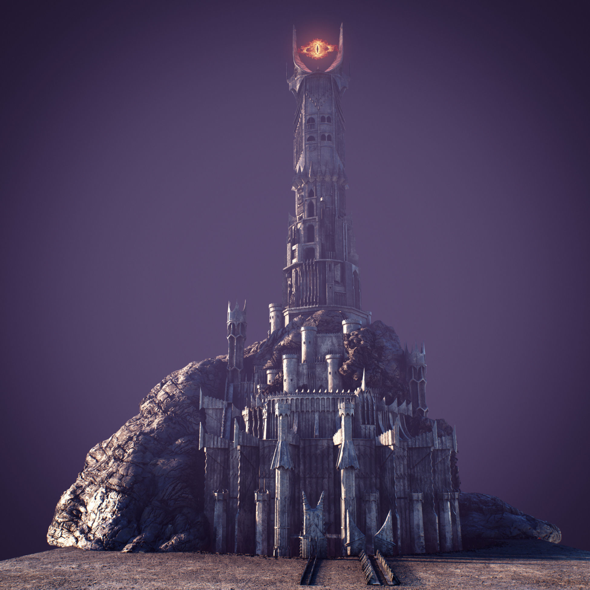 Barad-dur PBR lord of rings tower 3D model_1