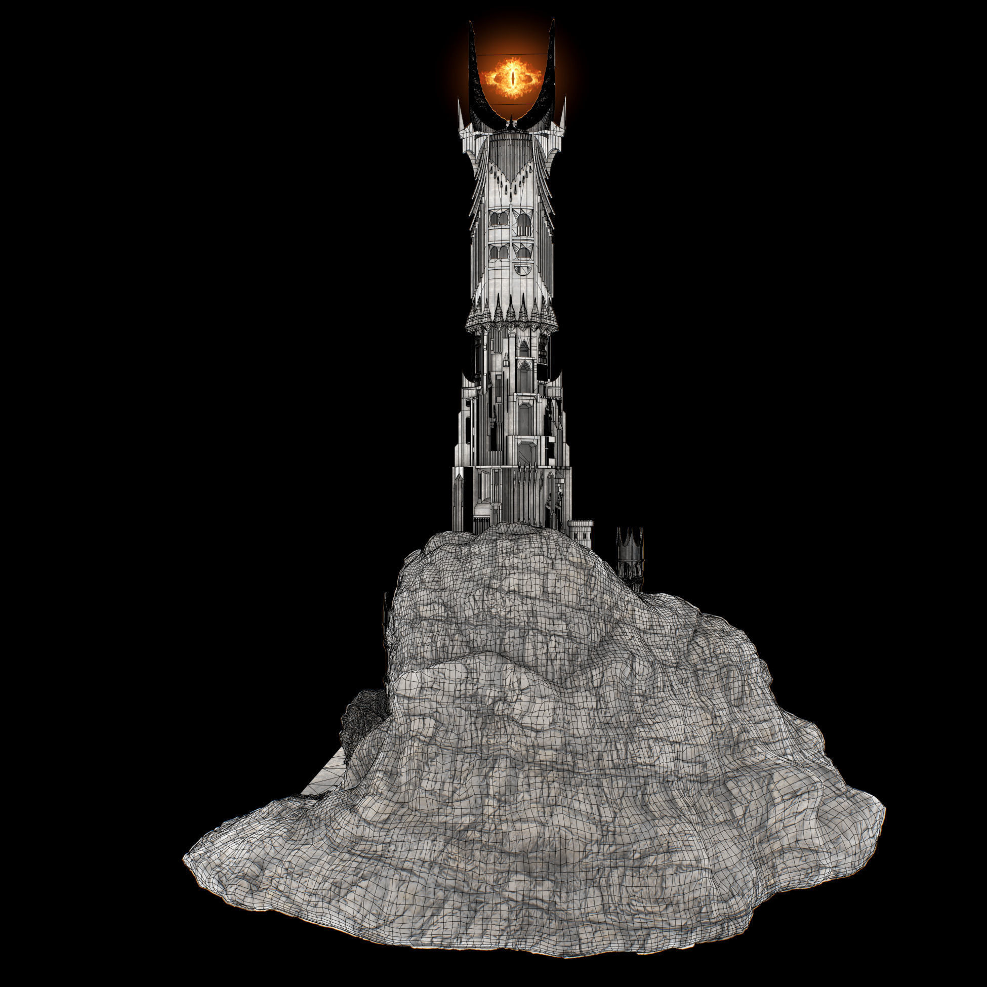 Barad-dur PBR lord of rings tower 3D model_24