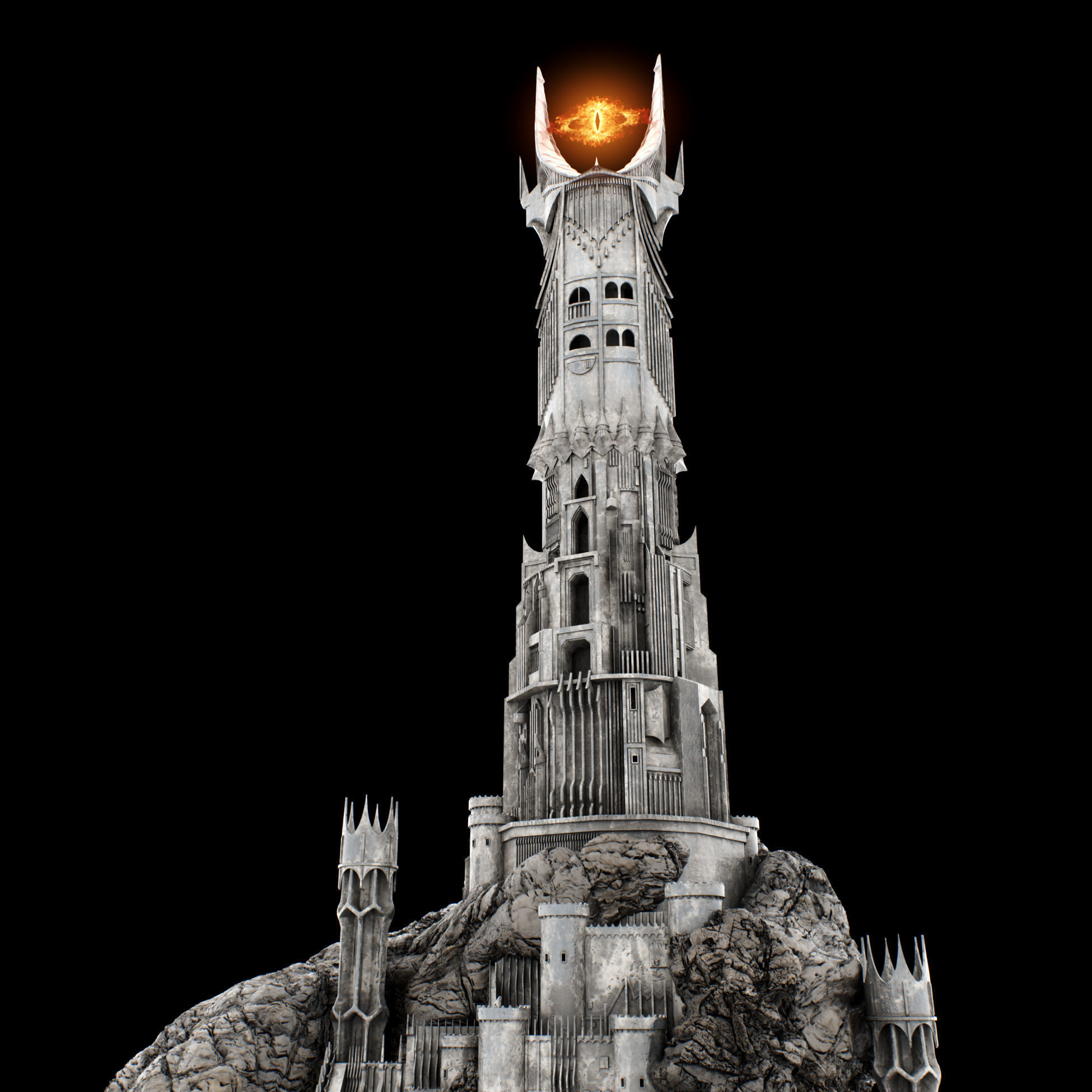 Barad-dur PBR lord of rings tower 3D model_12