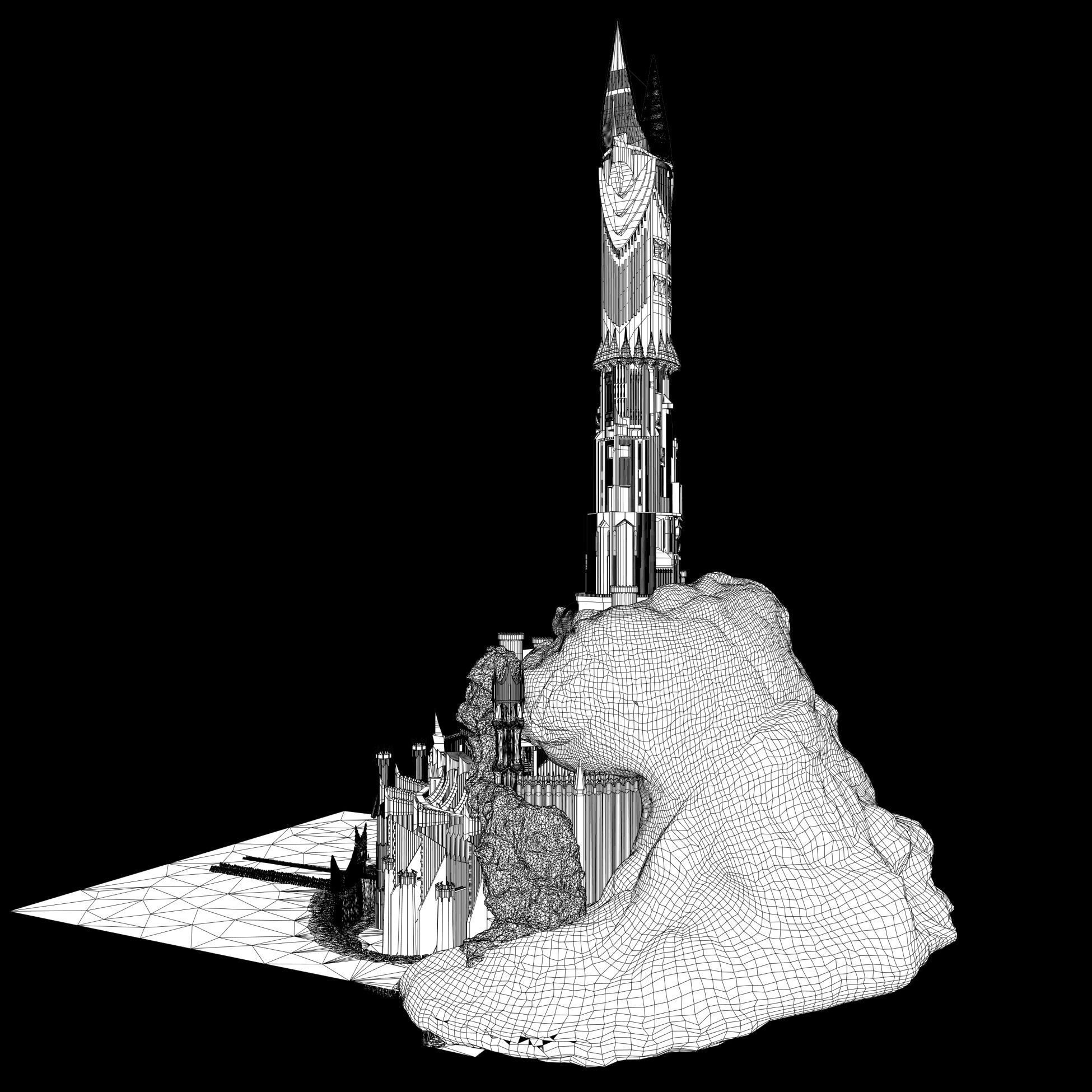 Barad-dur PBR lord of rings tower 3D model_32