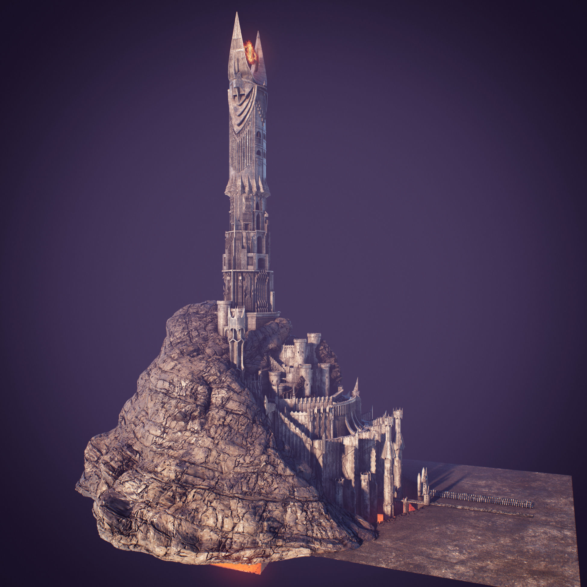 Barad-dur PBR lord of rings tower 3D model_8
