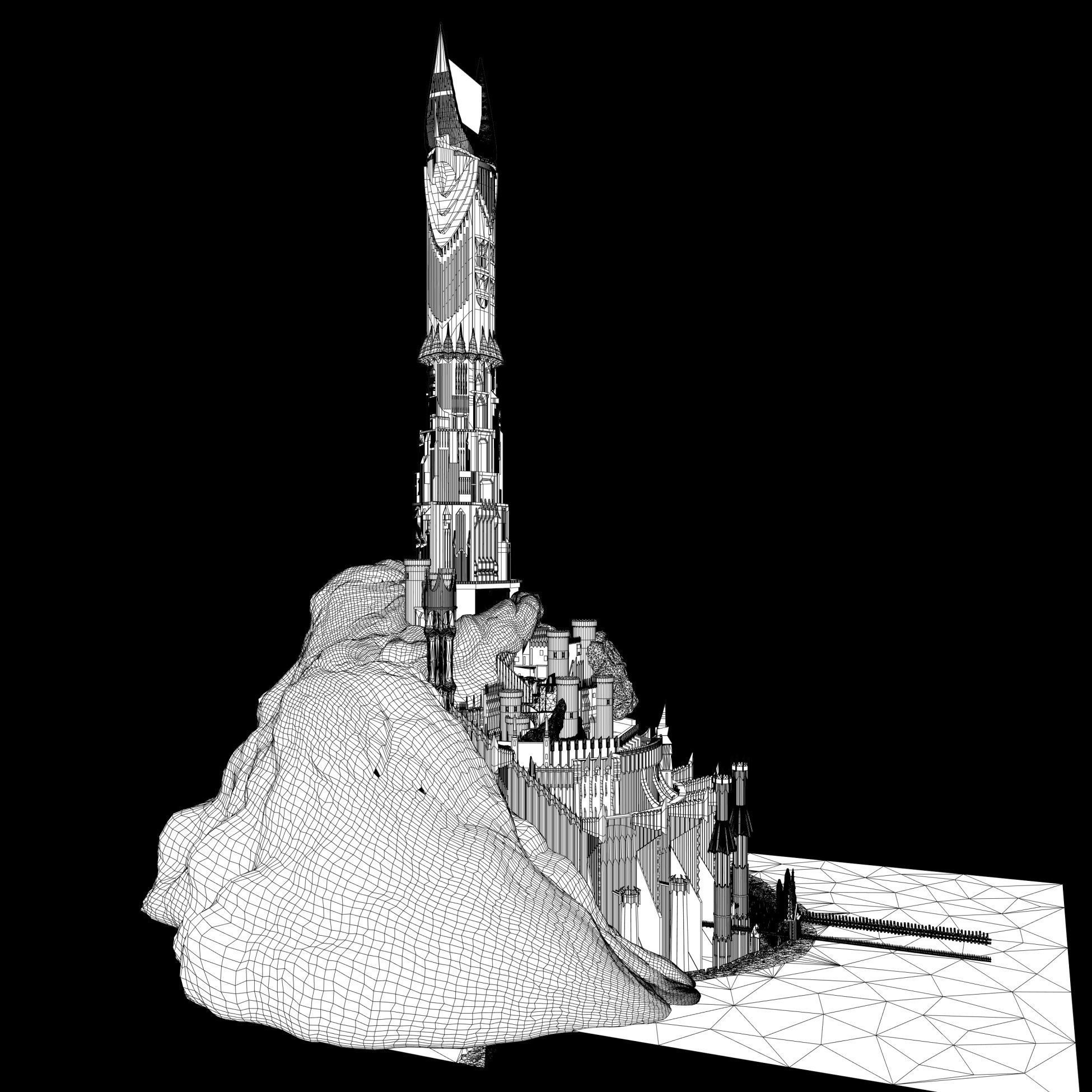 Barad-dur PBR lord of rings tower 3D model_35