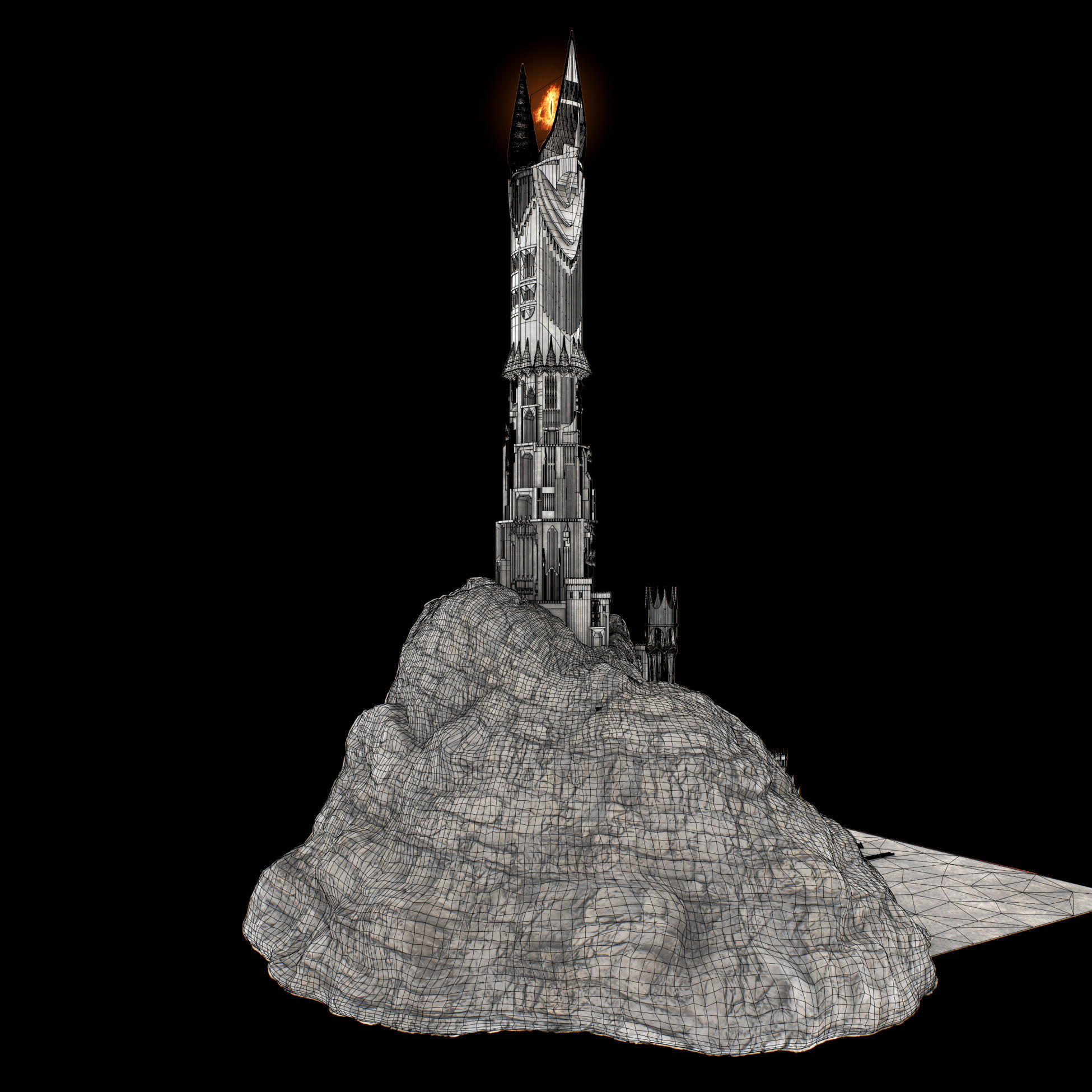 Barad-dur PBR lord of rings tower 3D model_25