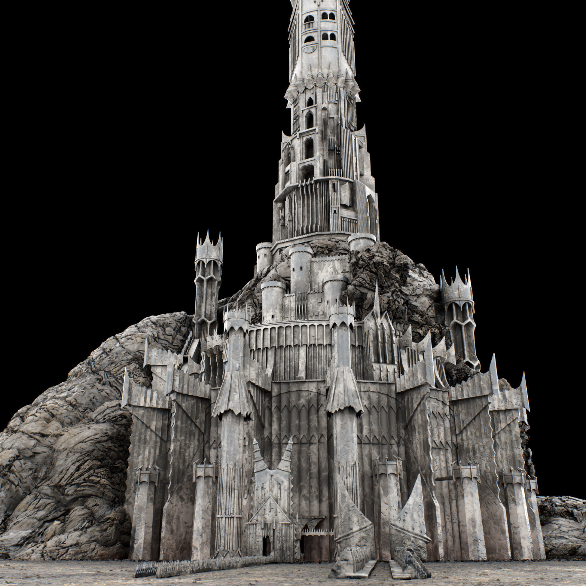 Barad-dur PBR lord of rings tower 3D model_11