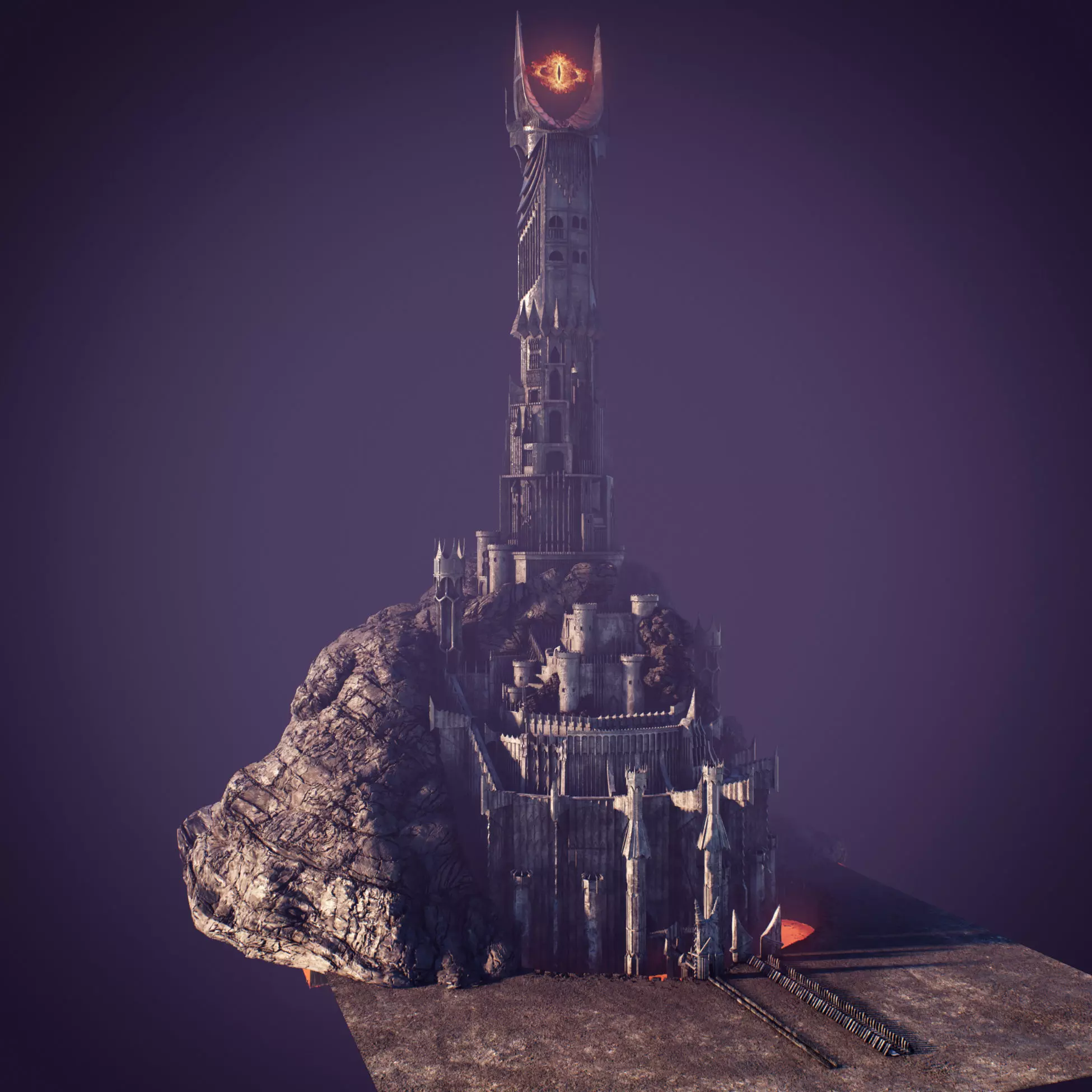 Barad-dur PBR lord of rings tower 3D model_0