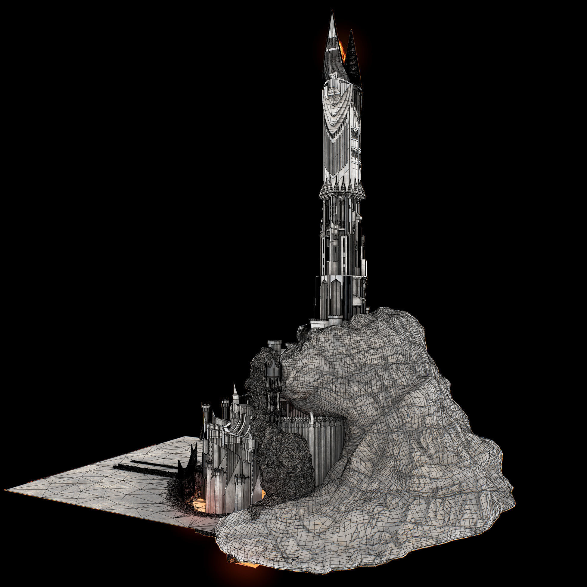 Barad-dur PBR lord of rings tower 3D model_23