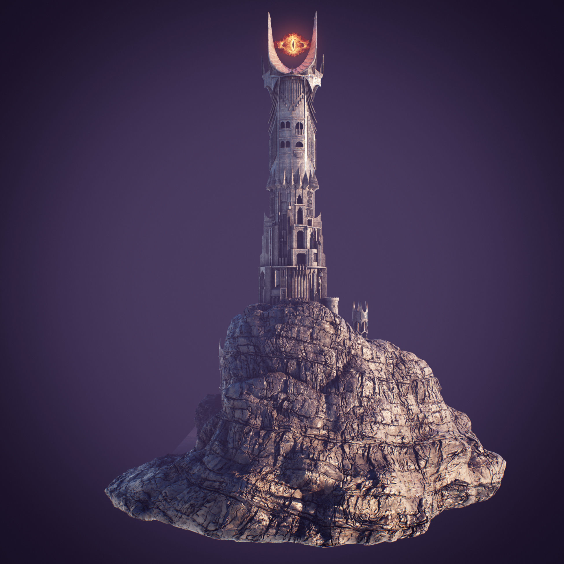 Barad-dur PBR lord of rings tower 3D model_6