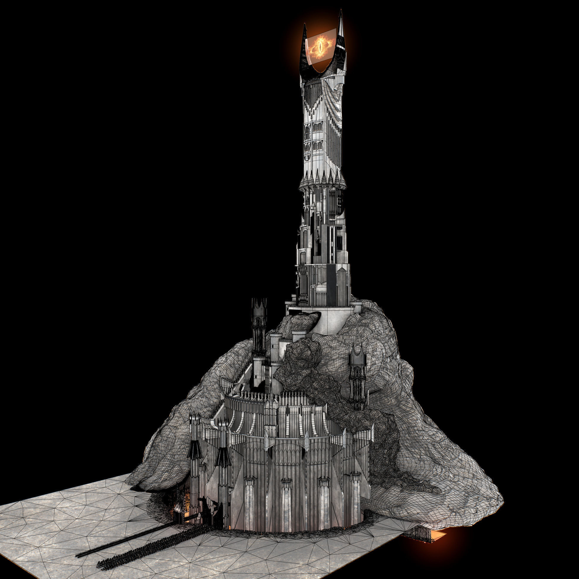 Barad-dur PBR lord of rings tower 3D model_22