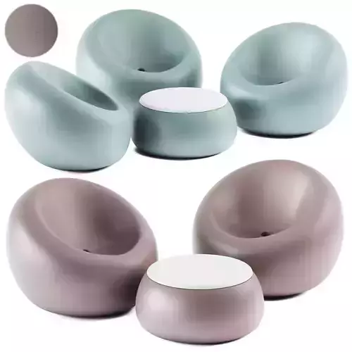 Boom armchair 2022 and Table T Ball by Plust