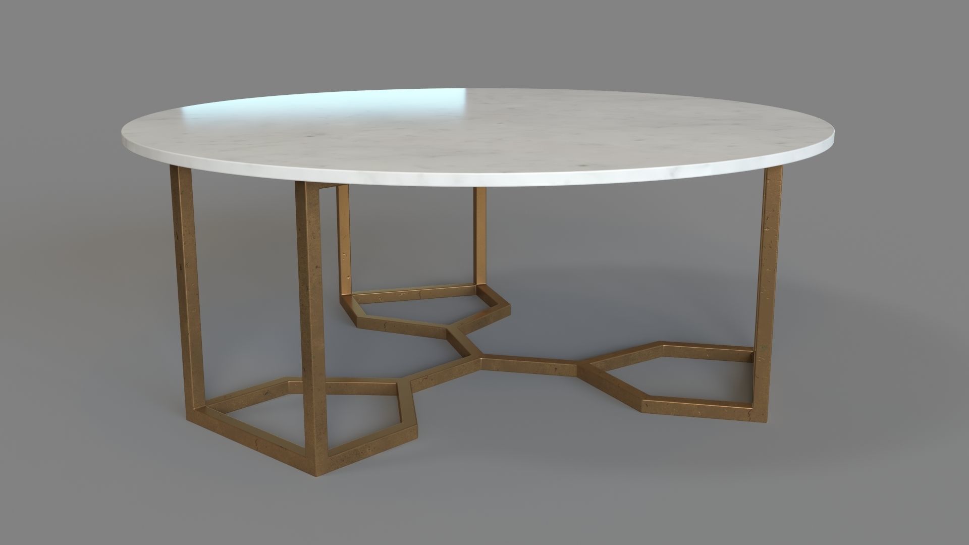 Summit Coffee Table Raw Brass 3D model_2