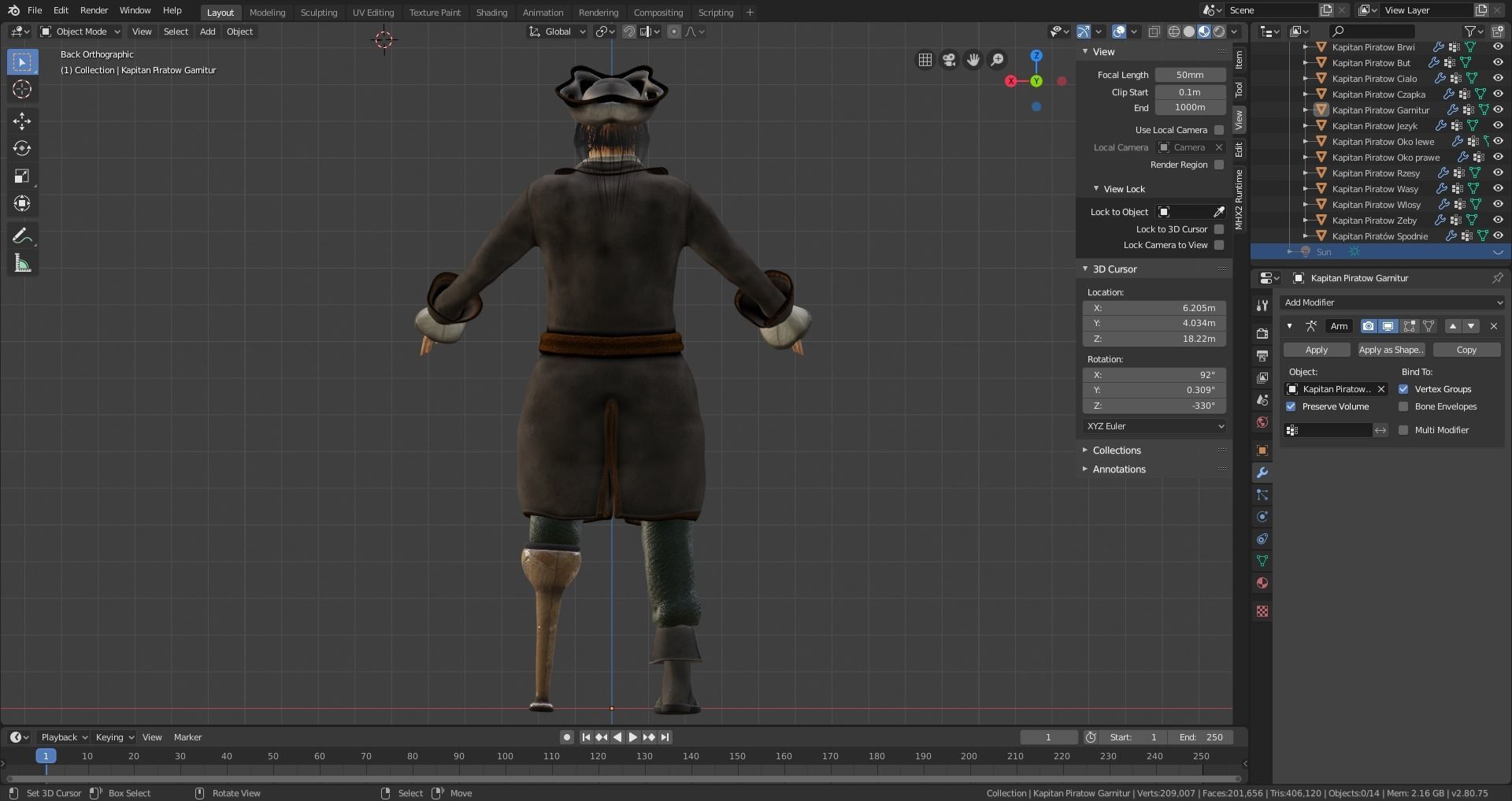 Pirates Capitan Low-poly 3D model_5