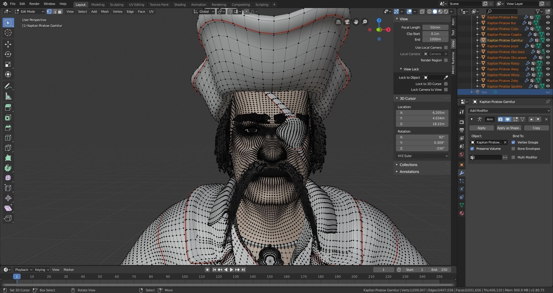 Pirates Capitan Low-poly 3D model_3