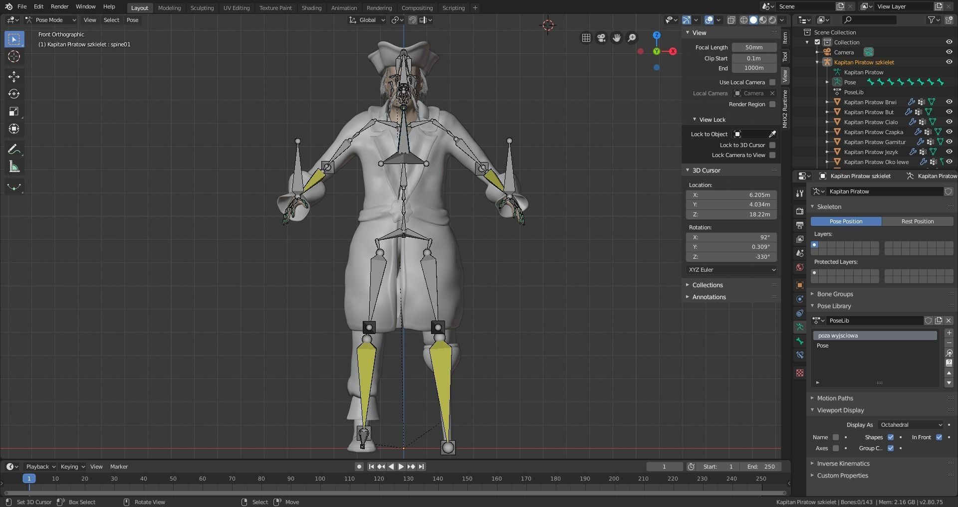 Pirates Capitan Low-poly 3D model_6