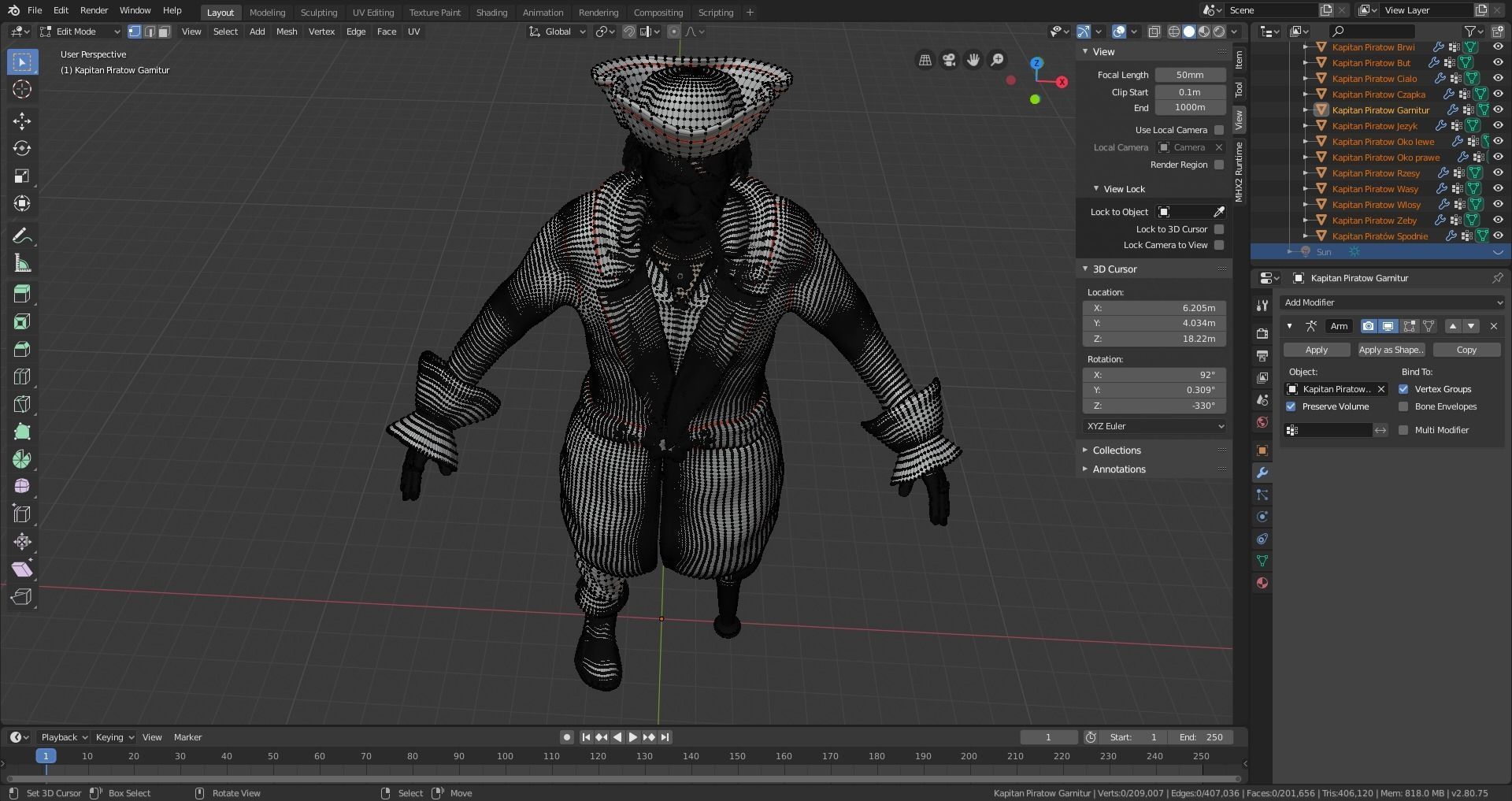Pirates Capitan Low-poly 3D model_2