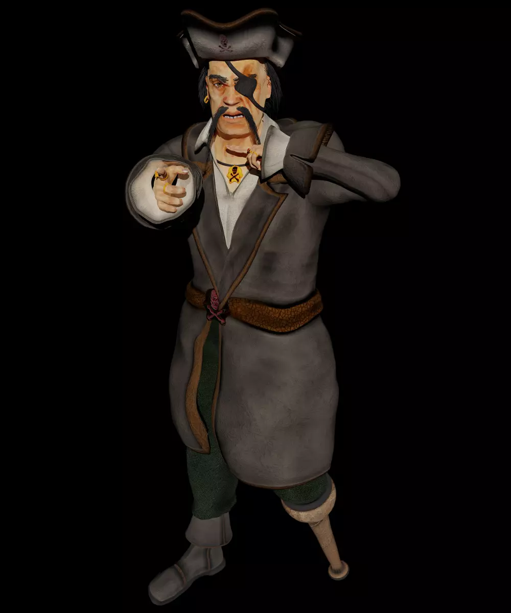 Pirates Capitan Low-poly 3D model_0