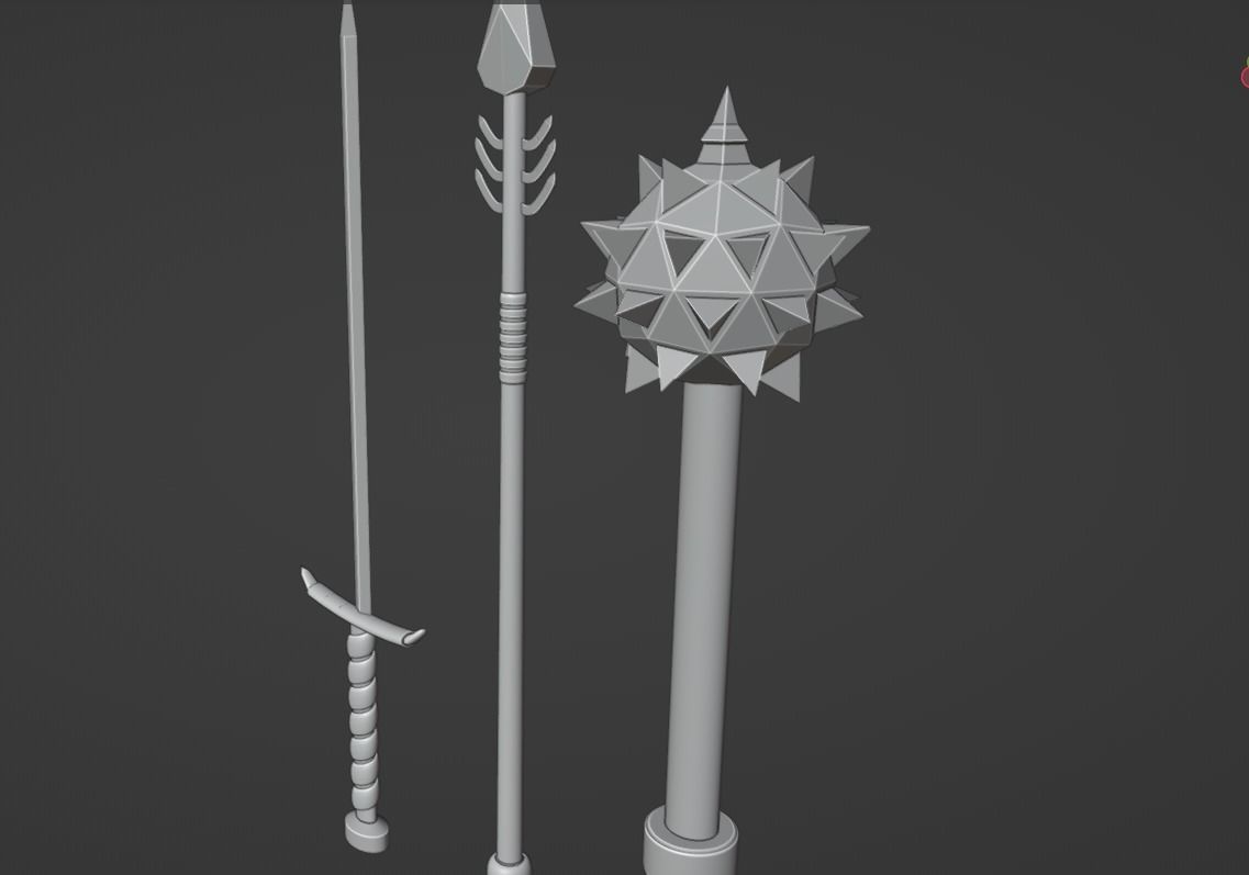 3d melee weapon sets blender Free low-poly 3D model_5