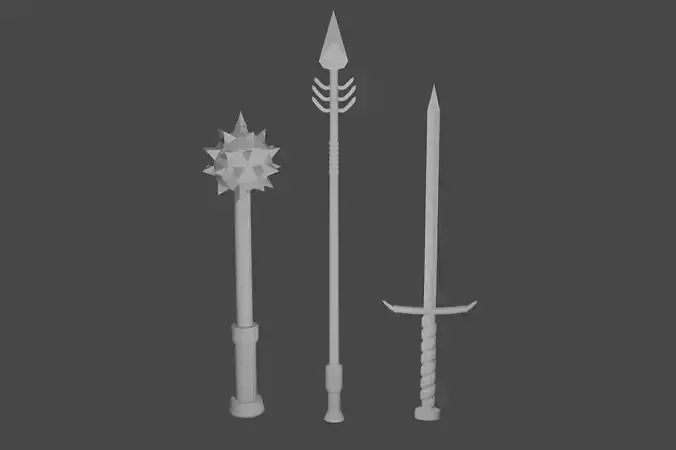 3d melee weapon sets blender