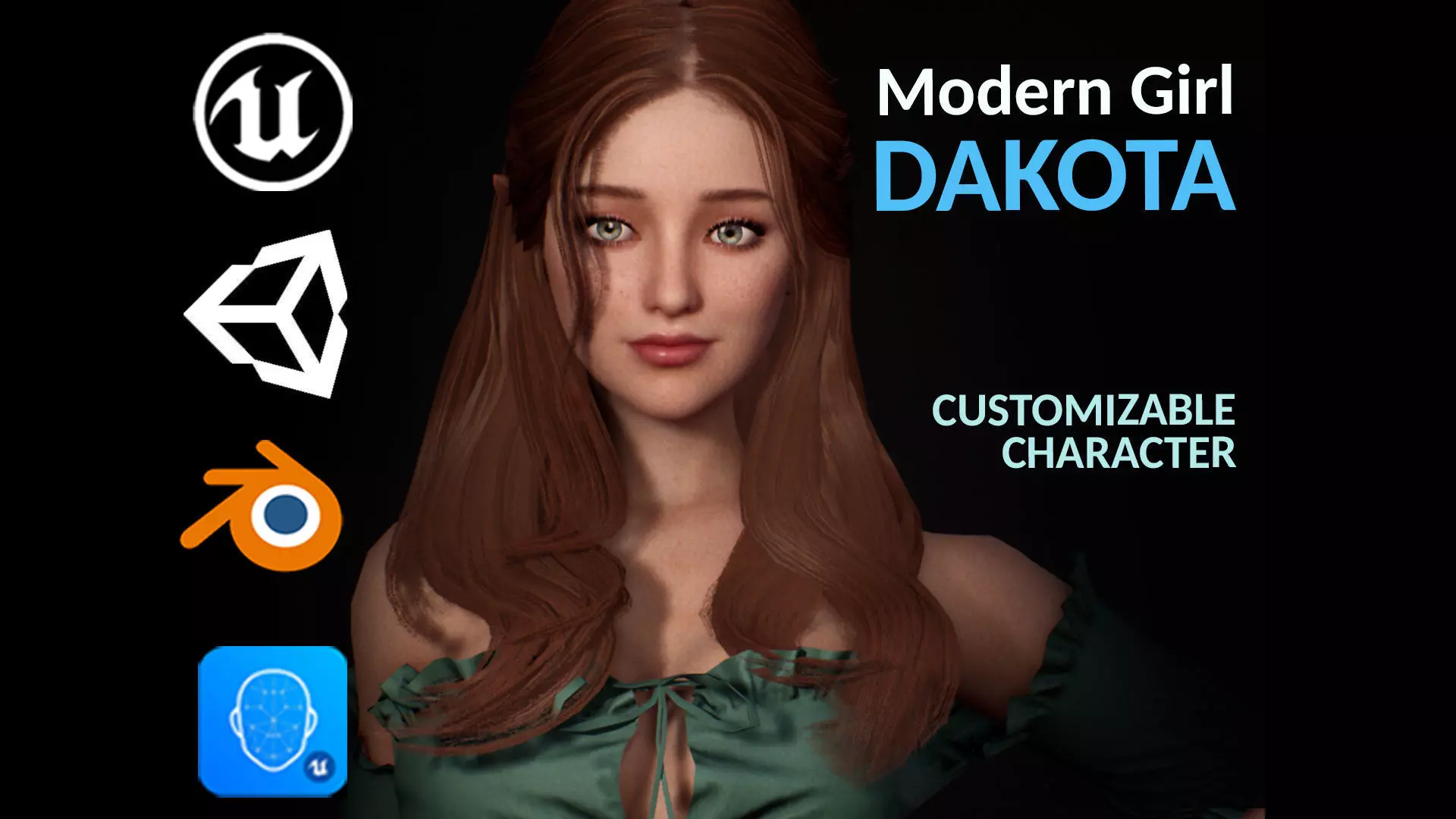 F2 Modern Girl Dakota - Game Ready Rigged Animated Low-poly 3D model