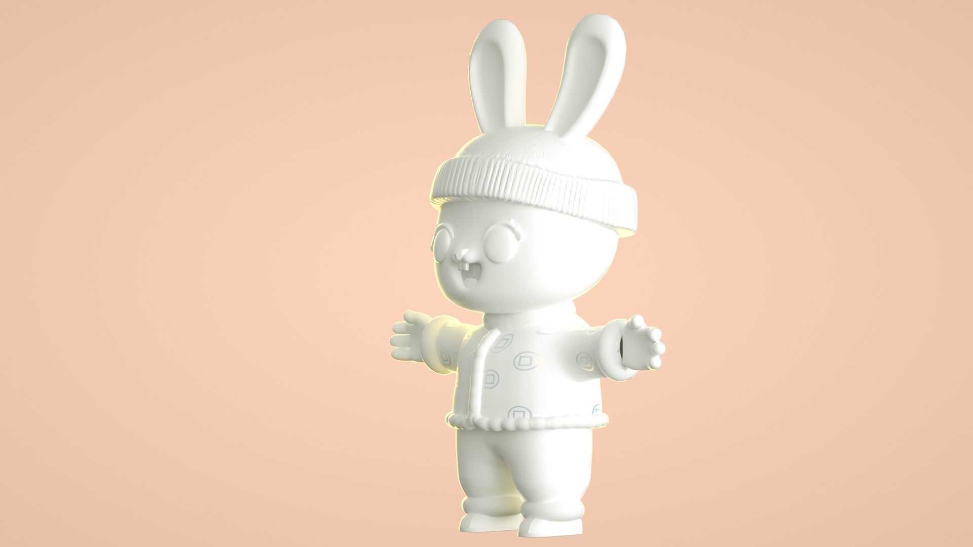 cartoon new year rabbit 3D model_8