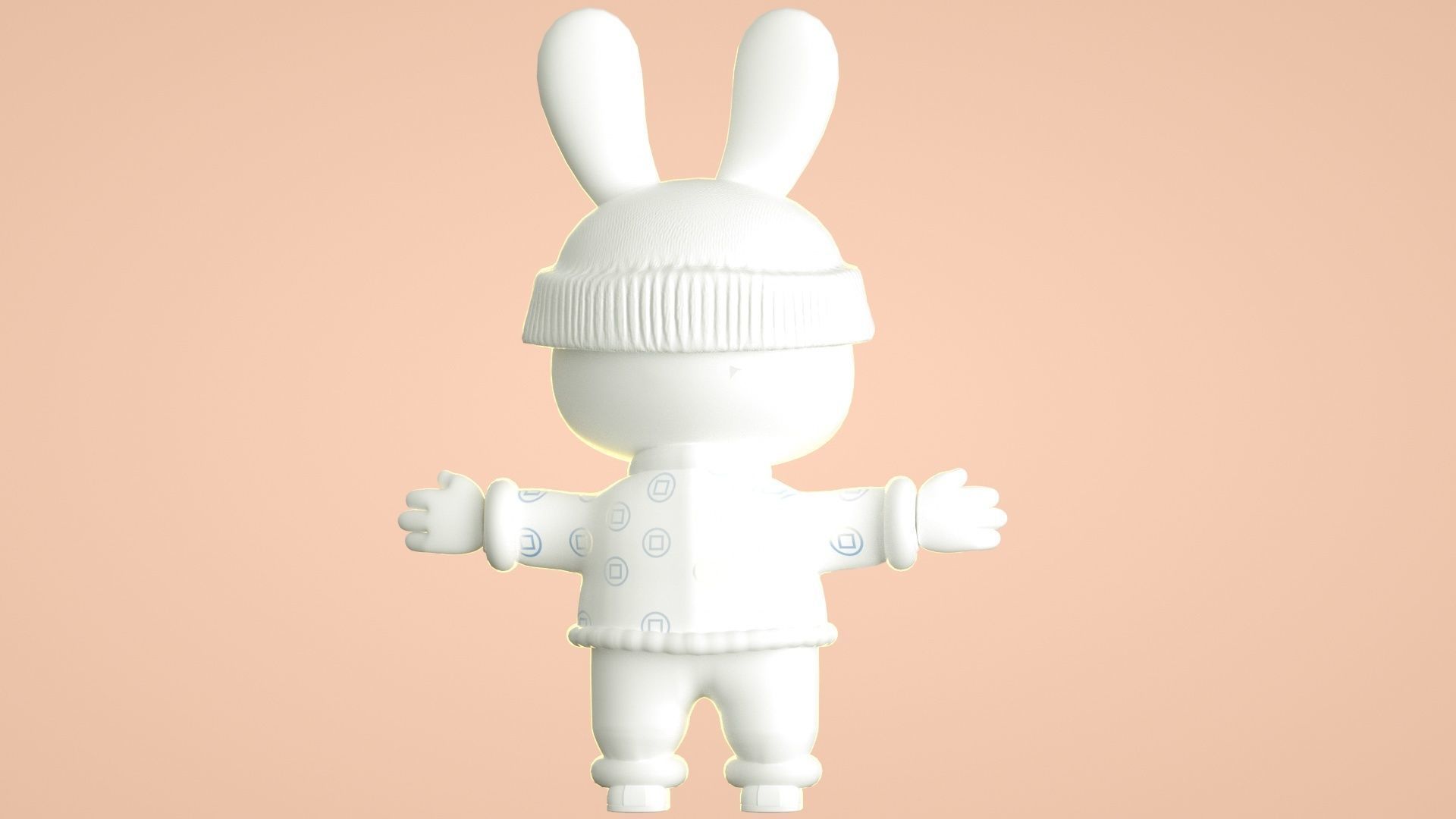 cartoon new year rabbit 3D model_9
