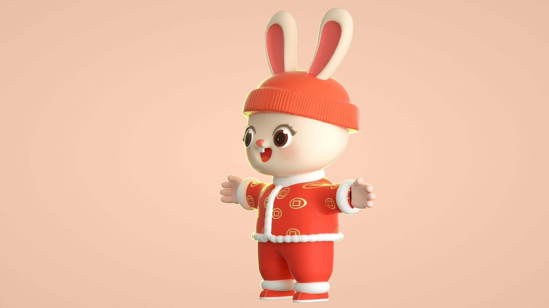 cartoon new year rabbit 3D model_11