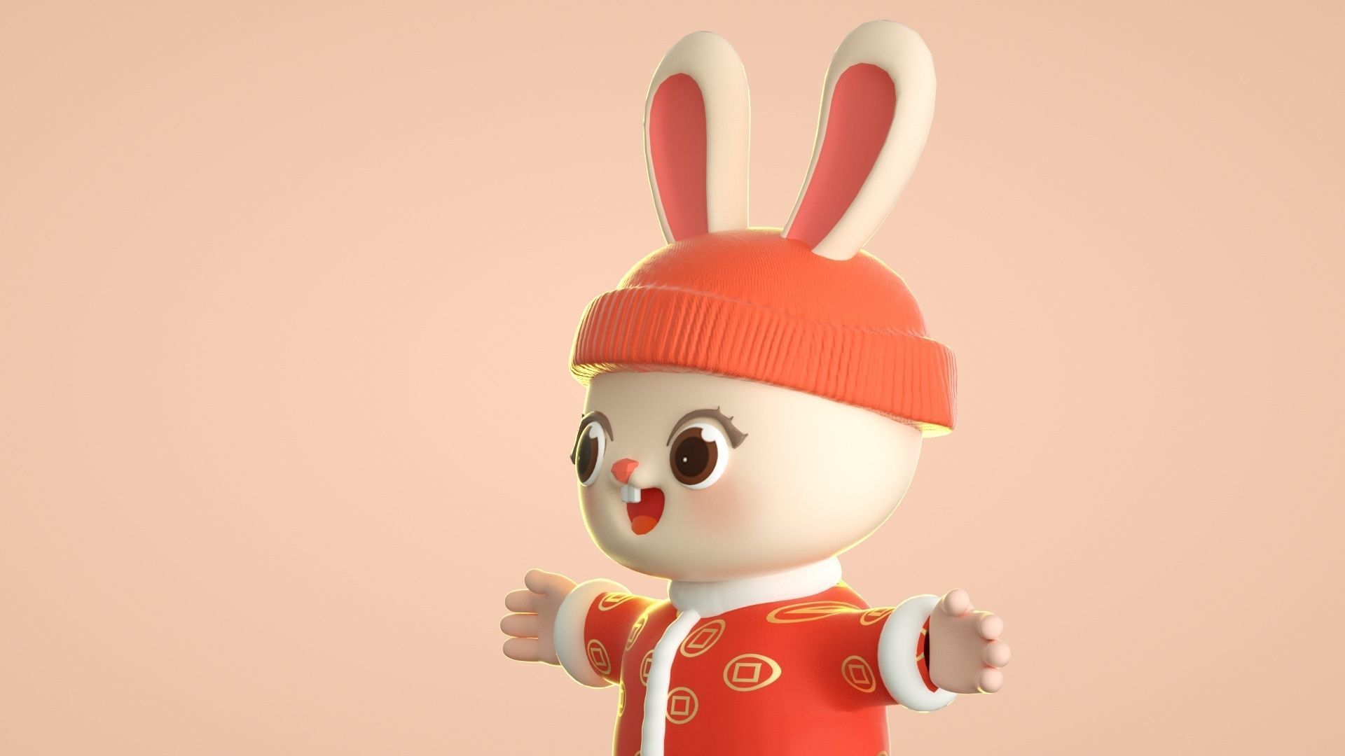 cartoon new year rabbit 3D model_5