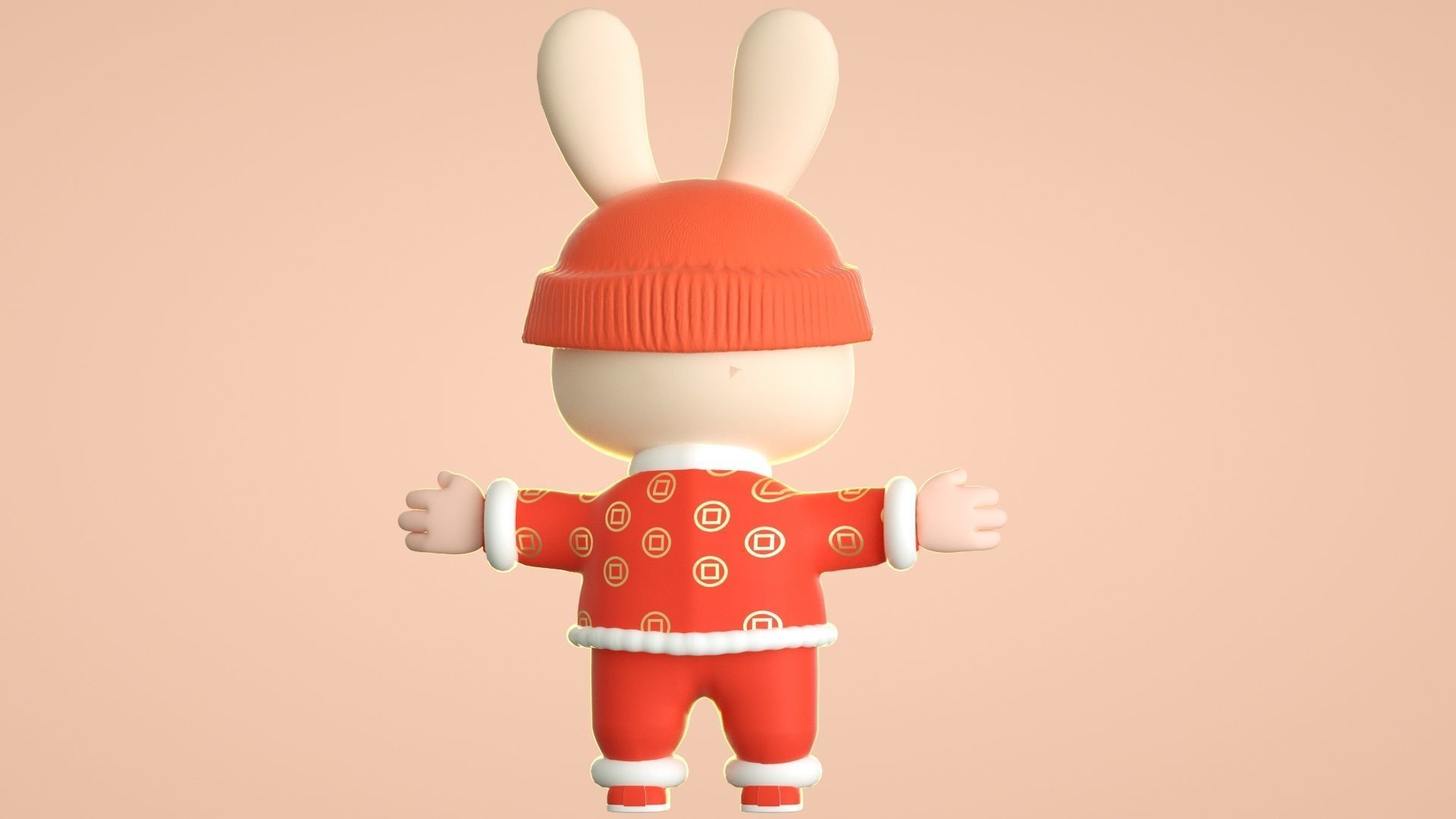 cartoon new year rabbit 3D model_12