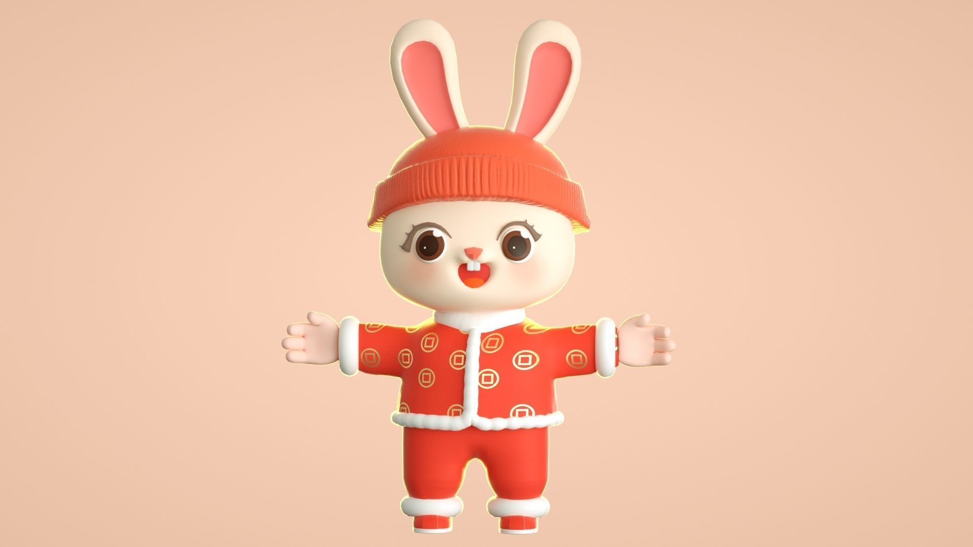 cartoon new year rabbit 3D model_10