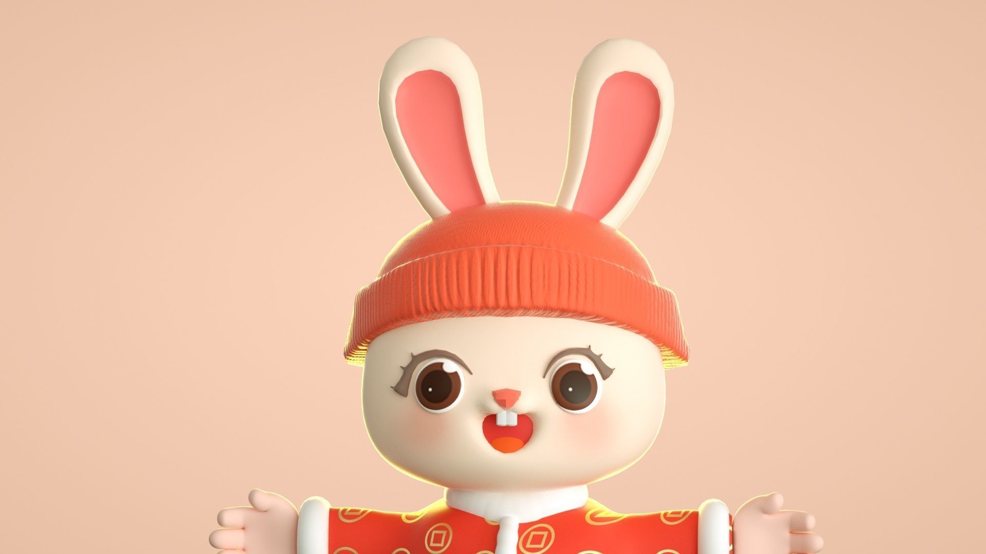 cartoon new year rabbit 3D model_1