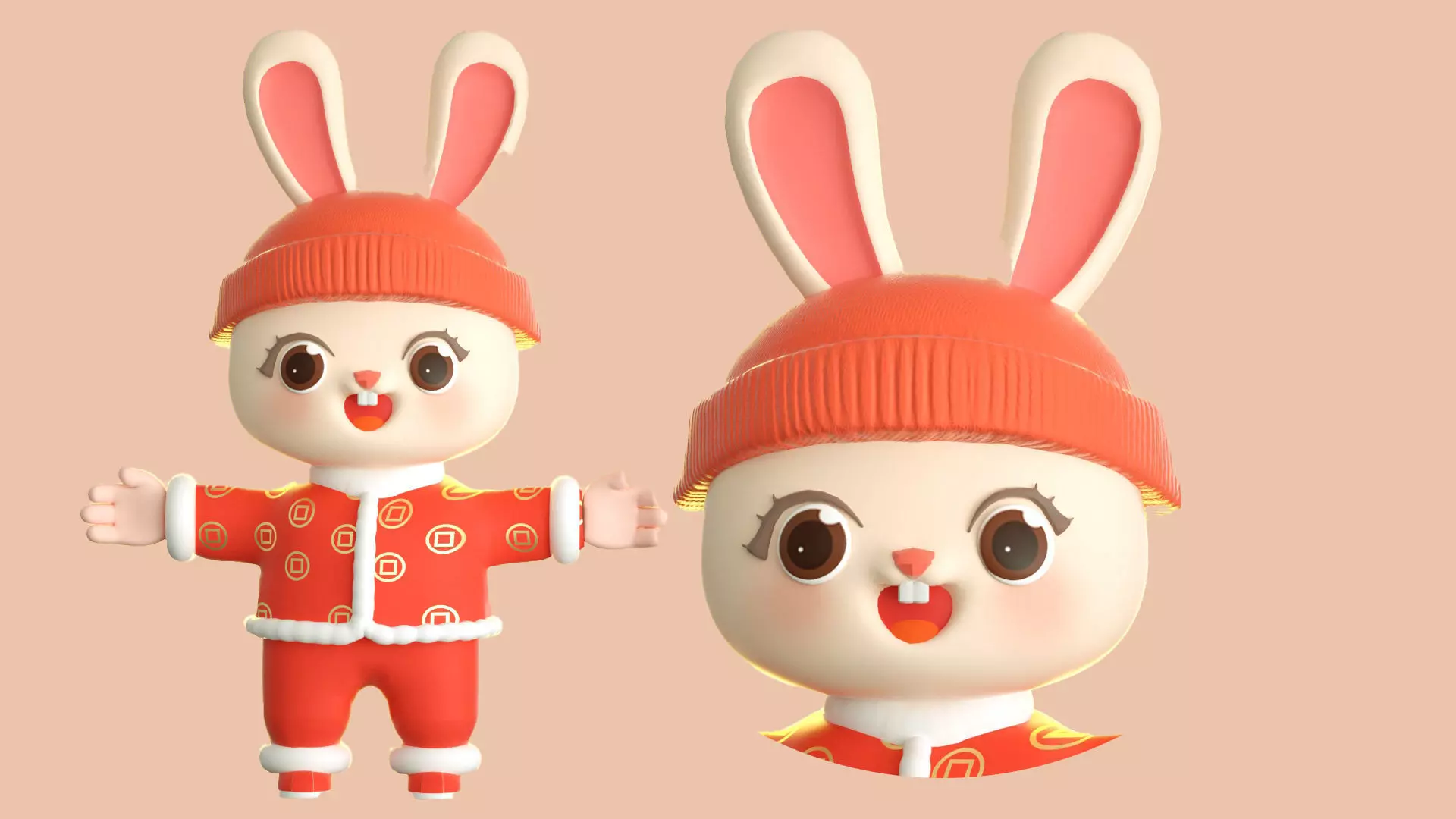 cartoon new year rabbit 3D model_0