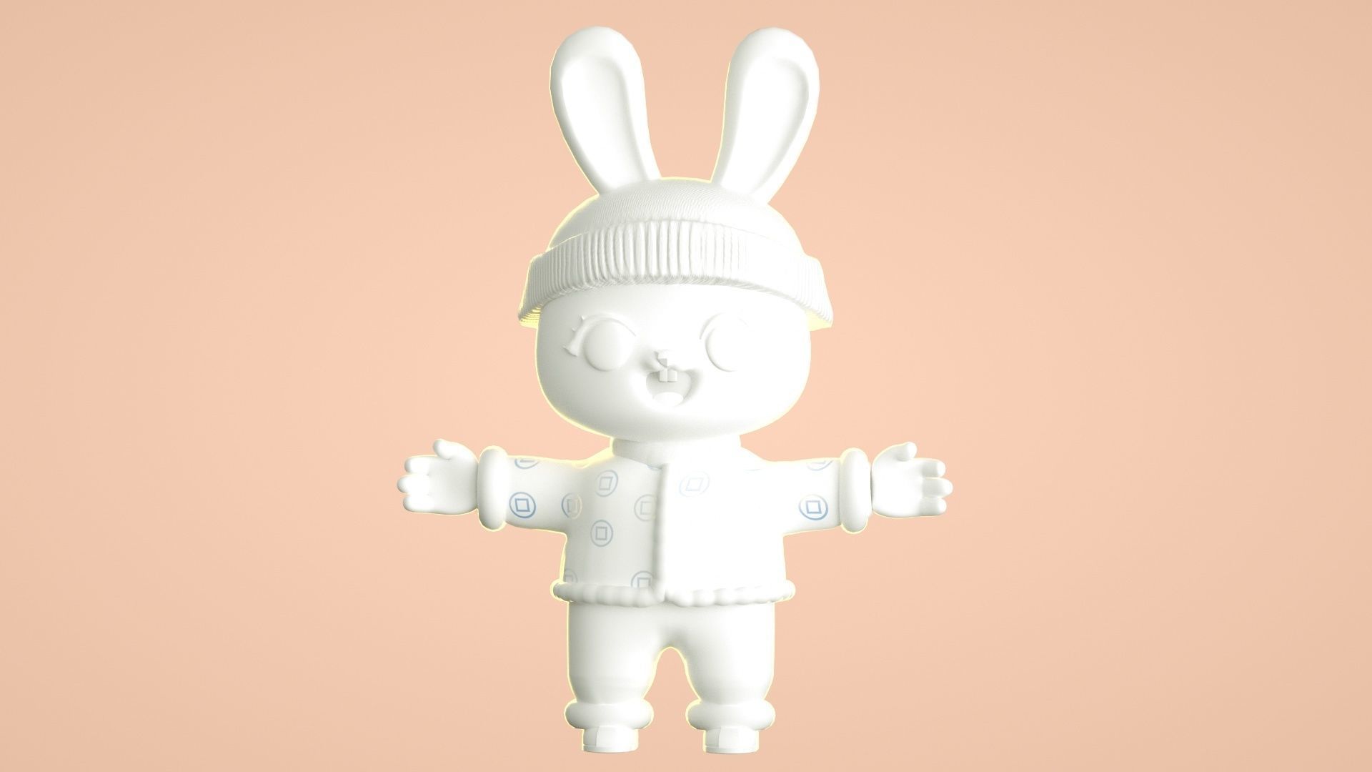 cartoon new year rabbit 3D model_7