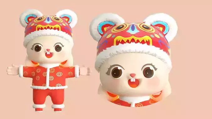 cartoon new year rabbit 3D model