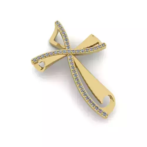 Ribbon Shape Cross Pendant