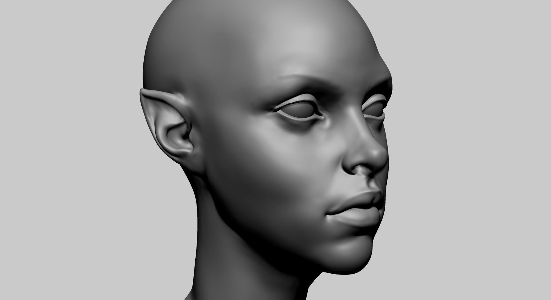 Stylized Female Head H 3D model_9