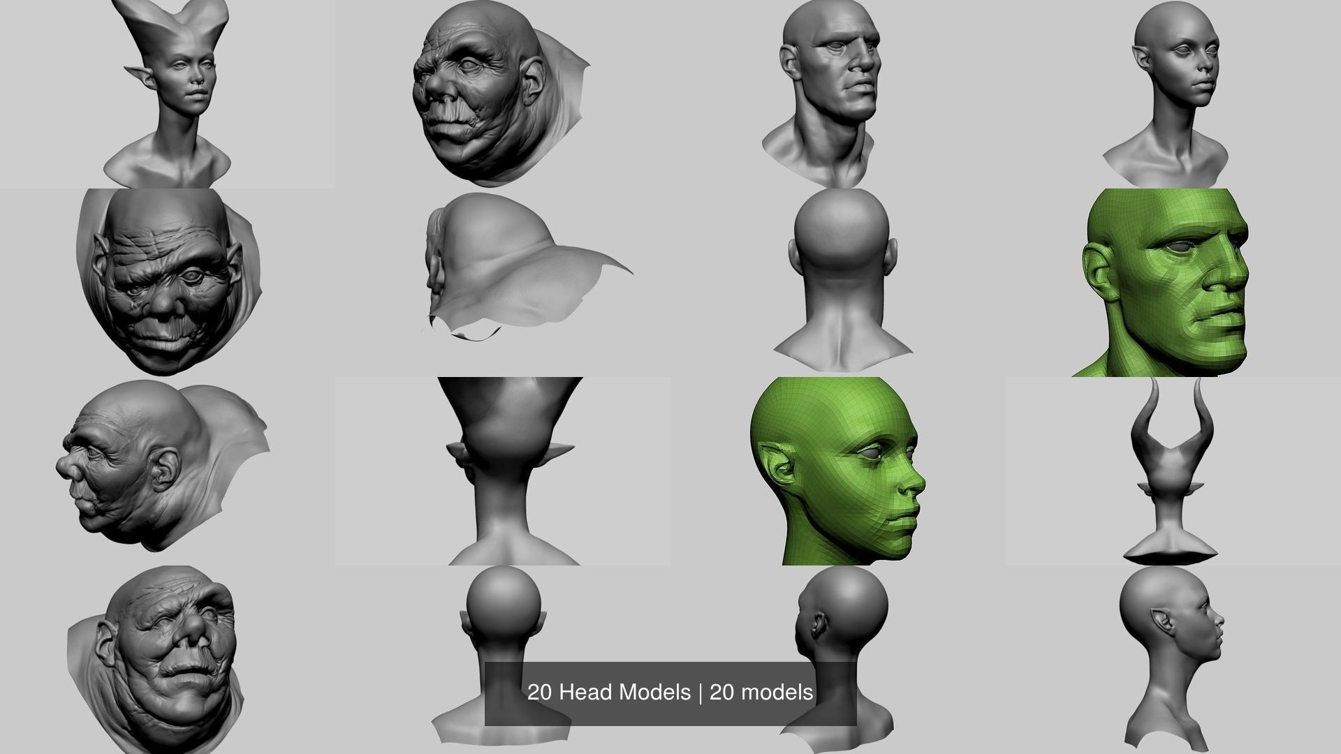 20 Head Models 3D Model Collection_2