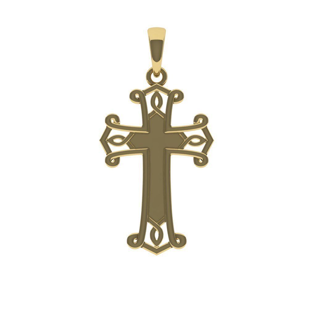 Cross-Pendant gold cross pendant 3D print model_1