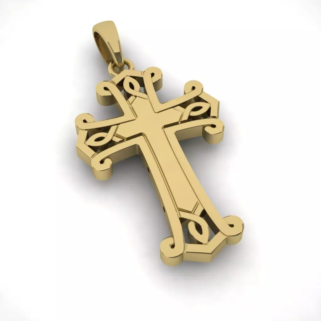 Cross-Pendant gold cross pendant 3D print model_0
