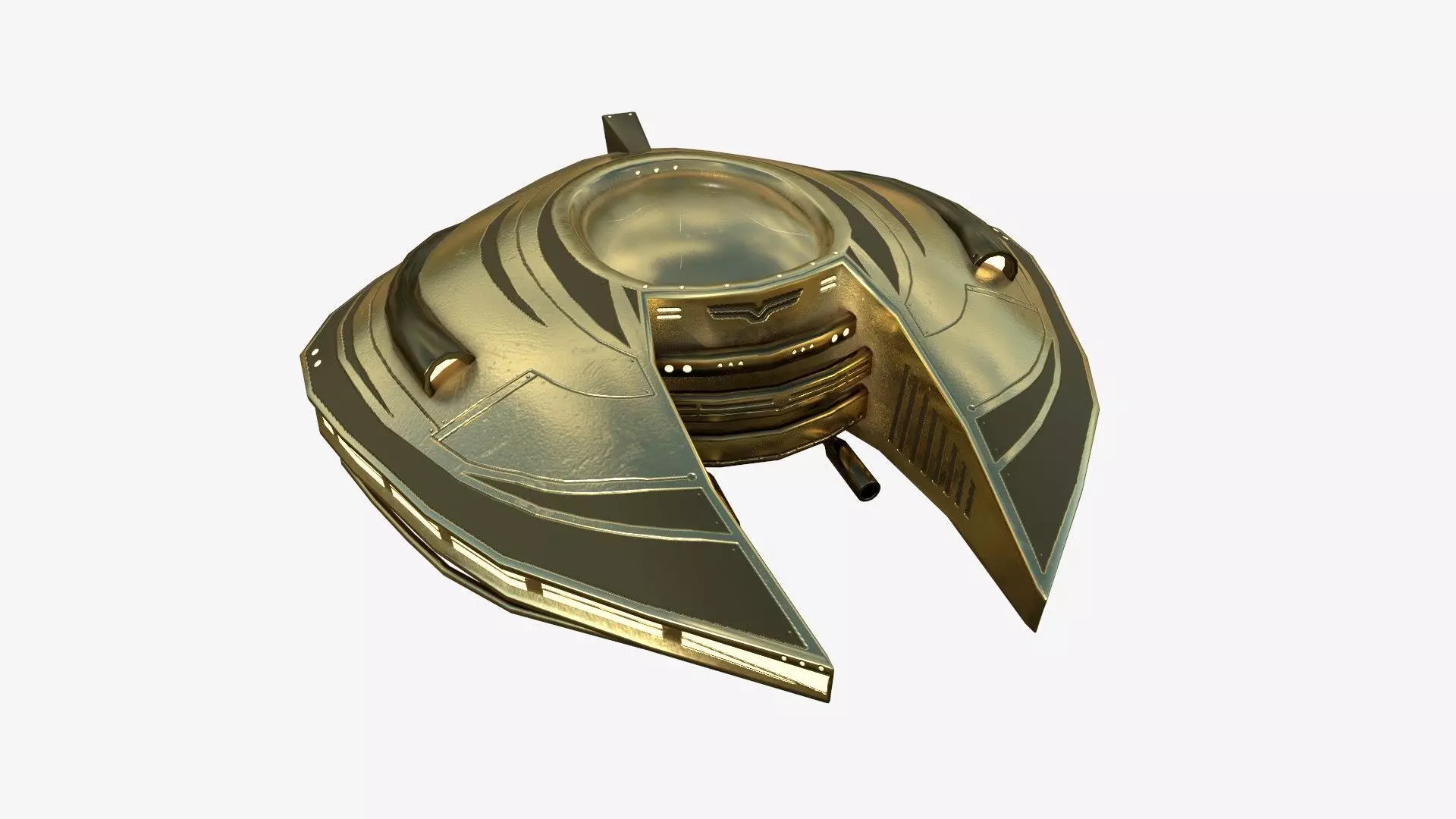 Alien Spaceship UFO D07 Gold - Sci Fi Spacecraft Design Low-poly 3D model