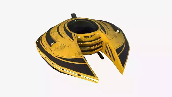 Alien Spaceship UFO D08 Yellow Dirt - Sci Fi Spacecraft Design Low-poly 3D model