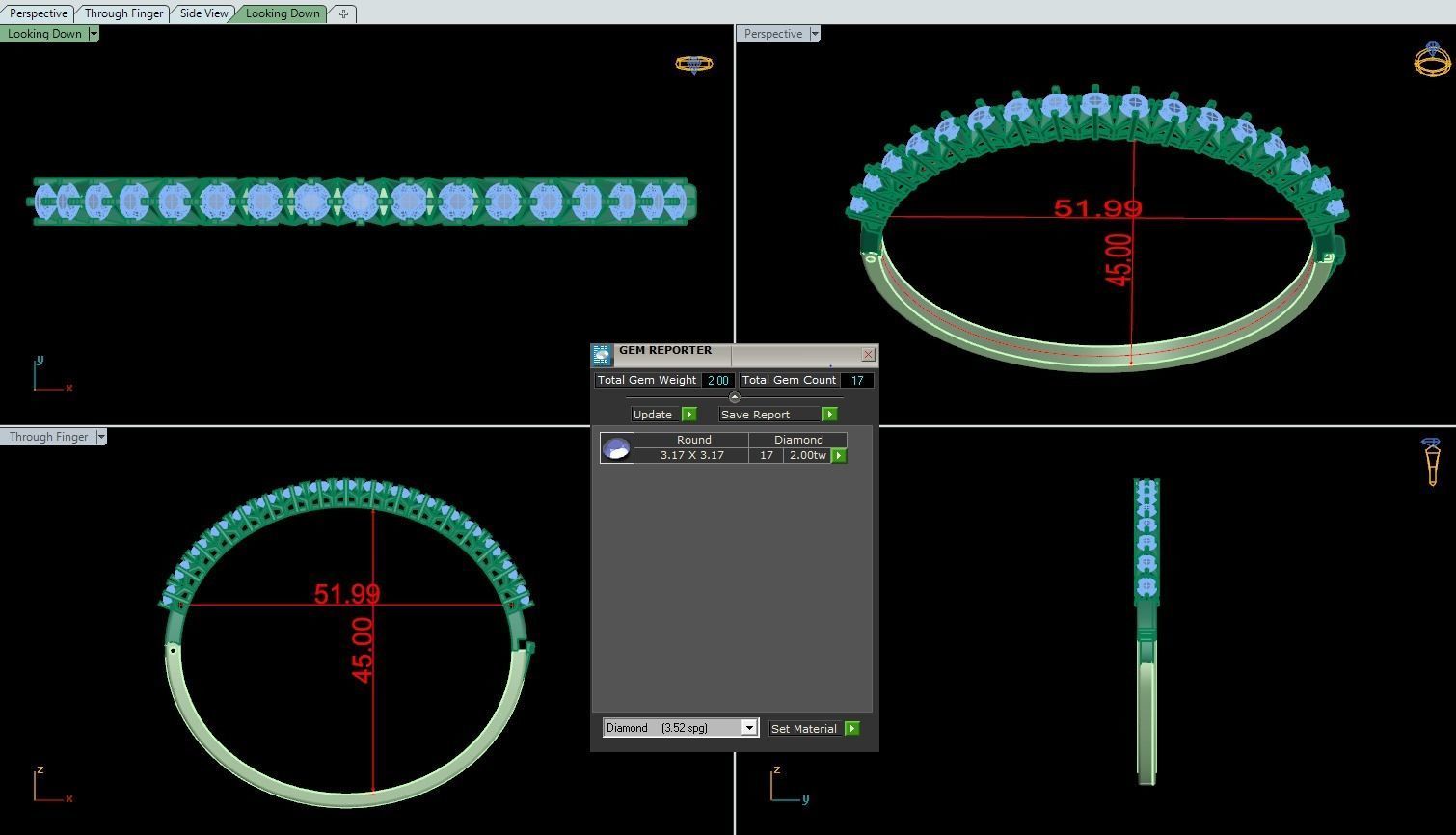 BraceletStar ring with sapphires 3D print model_1