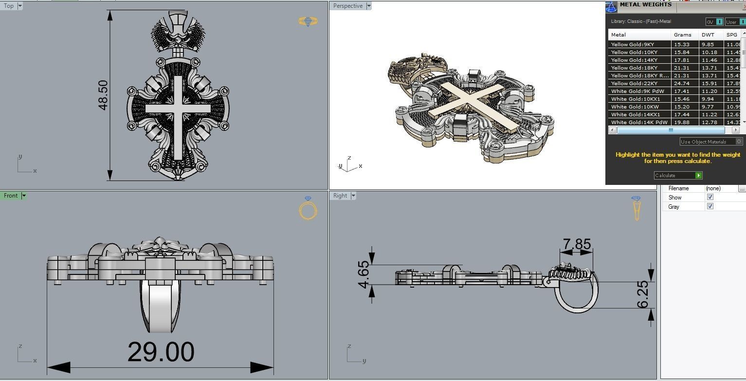 Luxurious Cross Pendant 3D print model_4