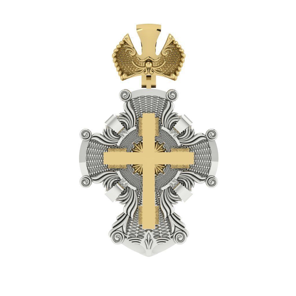 Luxurious Cross Pendant 3D print model_1