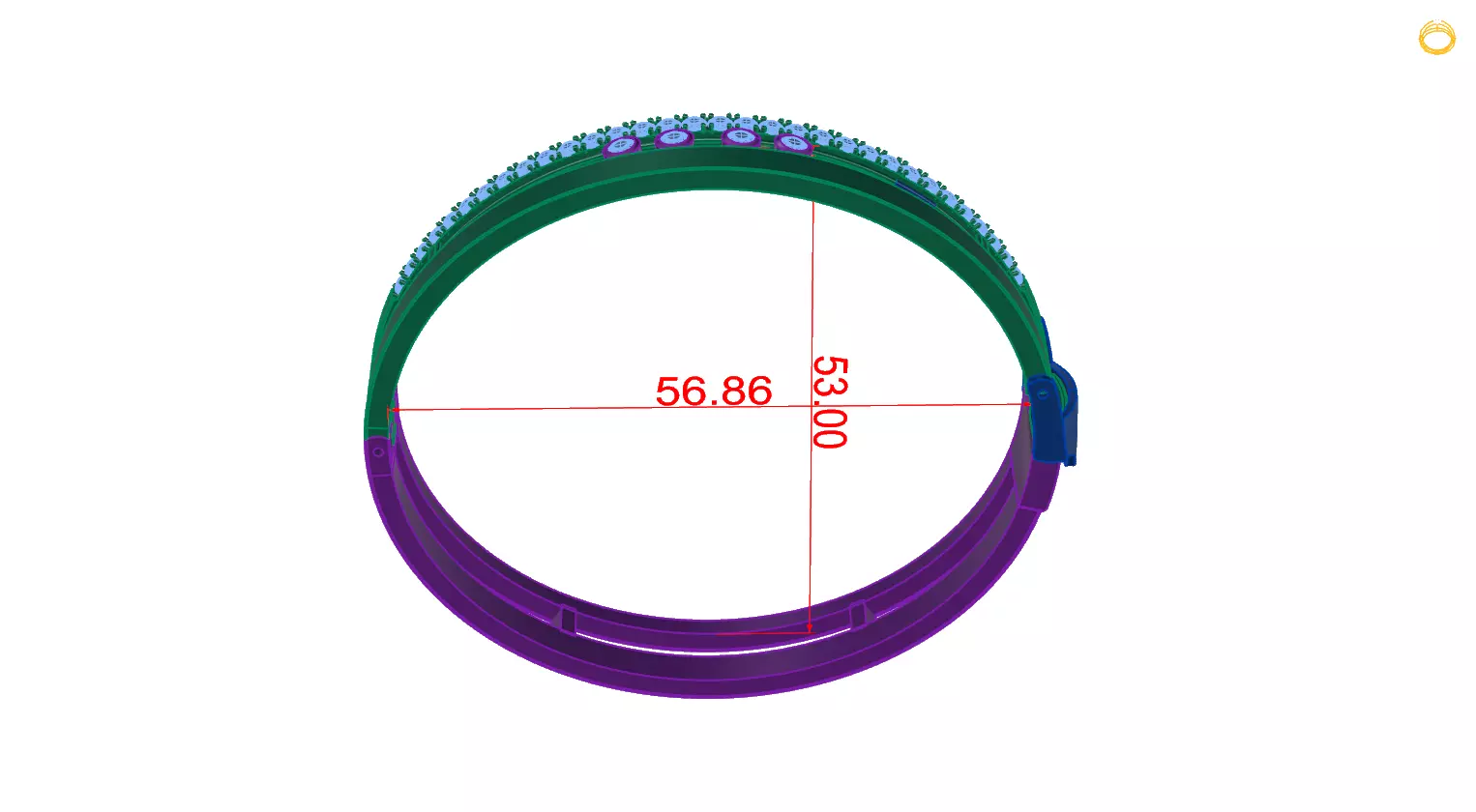 Bracelet ring with measurements 3D print model_0