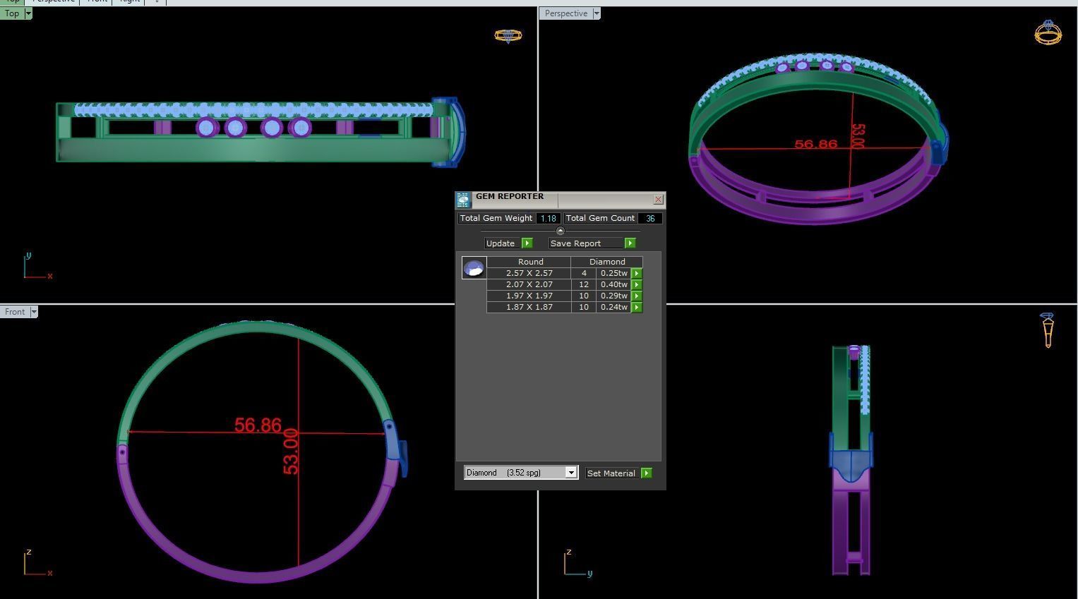 Bracelet ring with measurements 3D print model_1