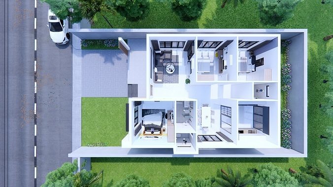 Modern House  3D model 4